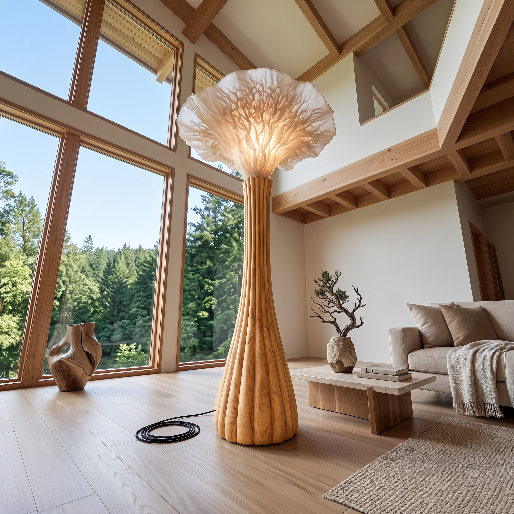 Japandi Floor Lamp Sculptural Mushroom Form Bedroom SINLSAFLP137