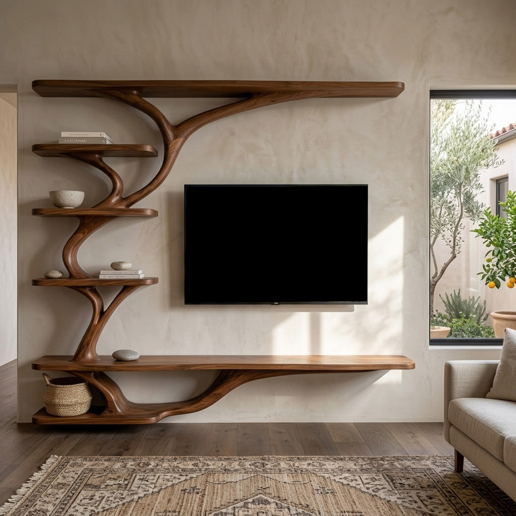 Modern Wood Wall Mounted TV Shelf For Home Style RTTHHNTVC098