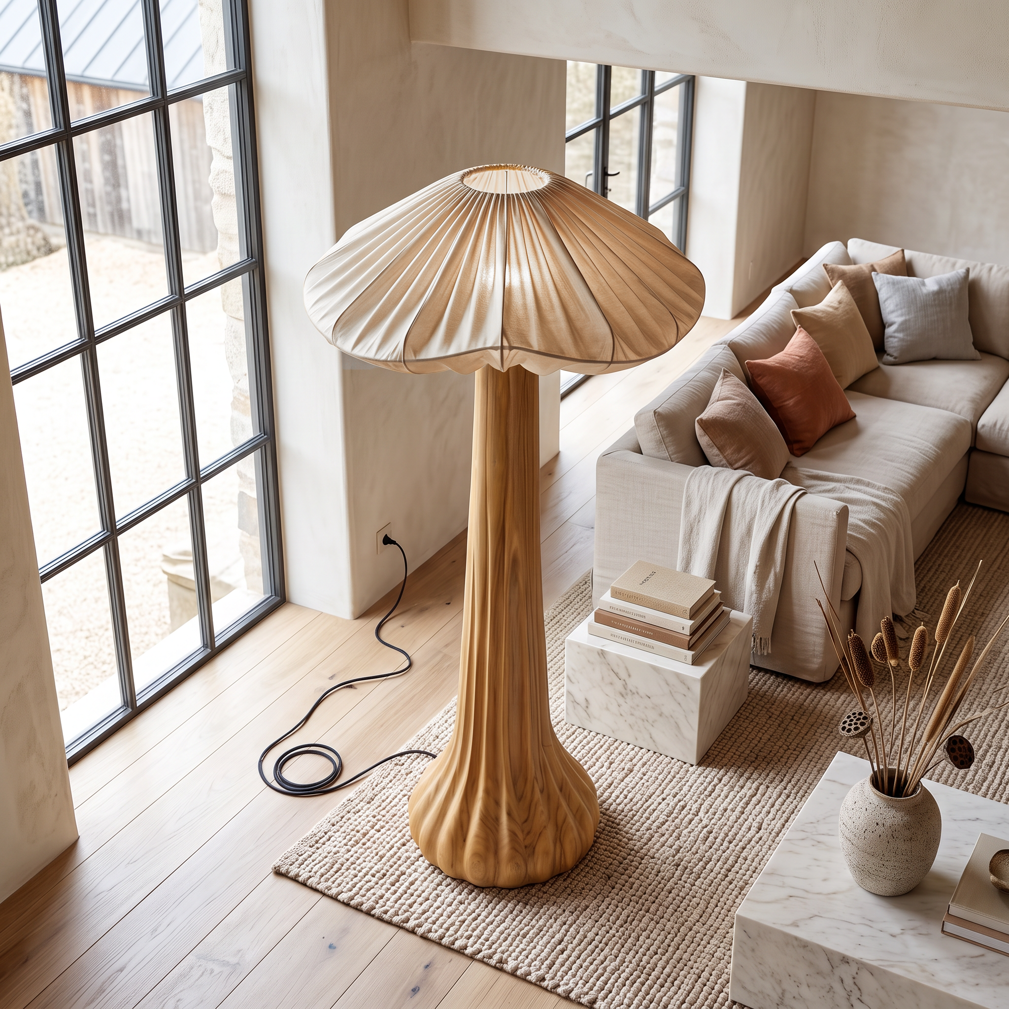 Contemporary Floor Lamp Organic Mushroom Design Reading Corner SINLSAFLP133