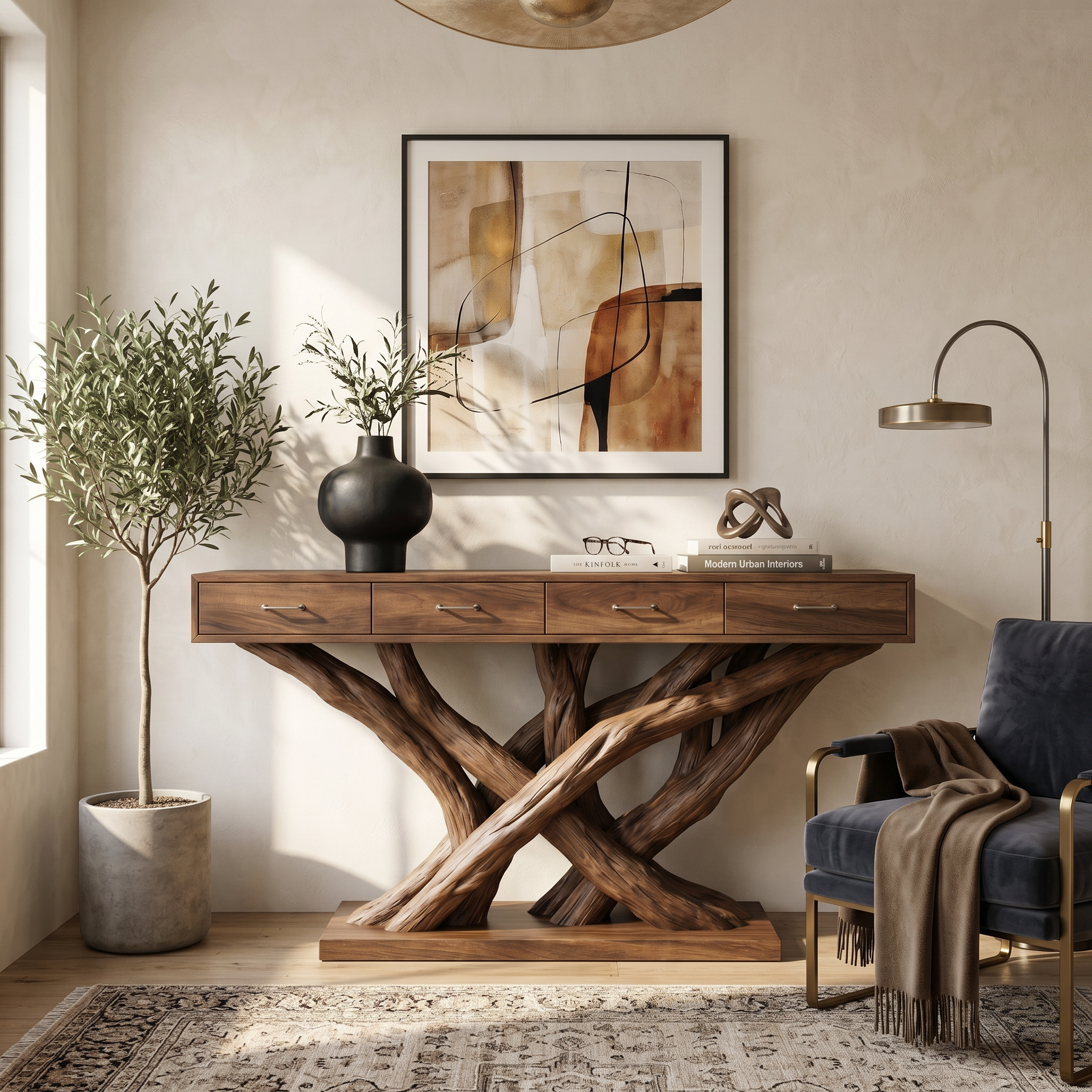 Organic Modern Twisted Root Console Table Luxury Entryway SILDTTRCS086