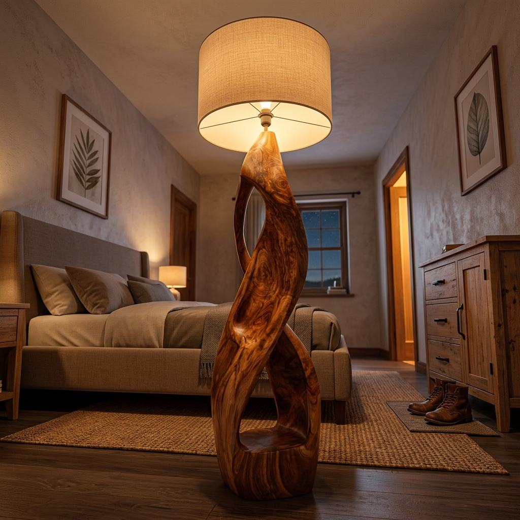 Modern Wooden Floor Lamp Twisted Body For Guest Room RTTHTTLAM045