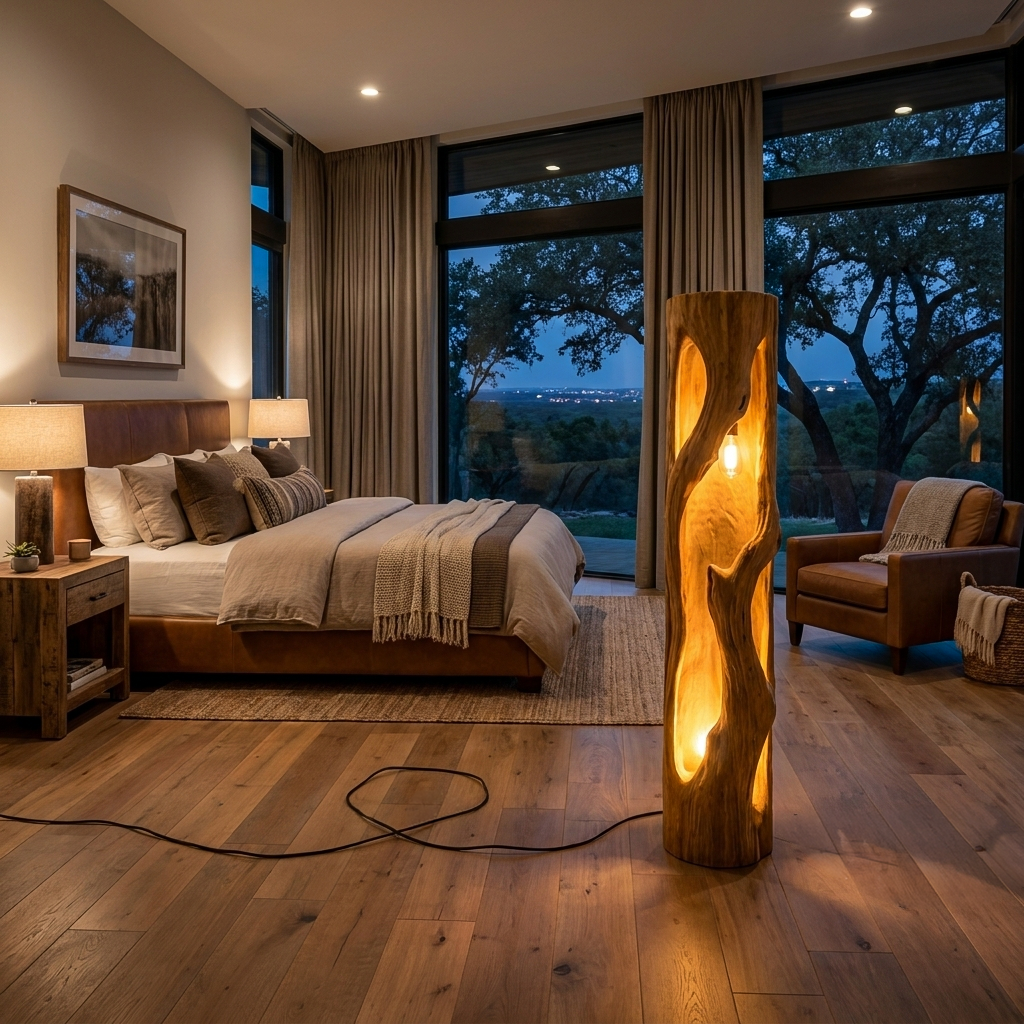 Rustic Natural Wood Floor Lamp For Statement Living Room RTTHTTLAM049