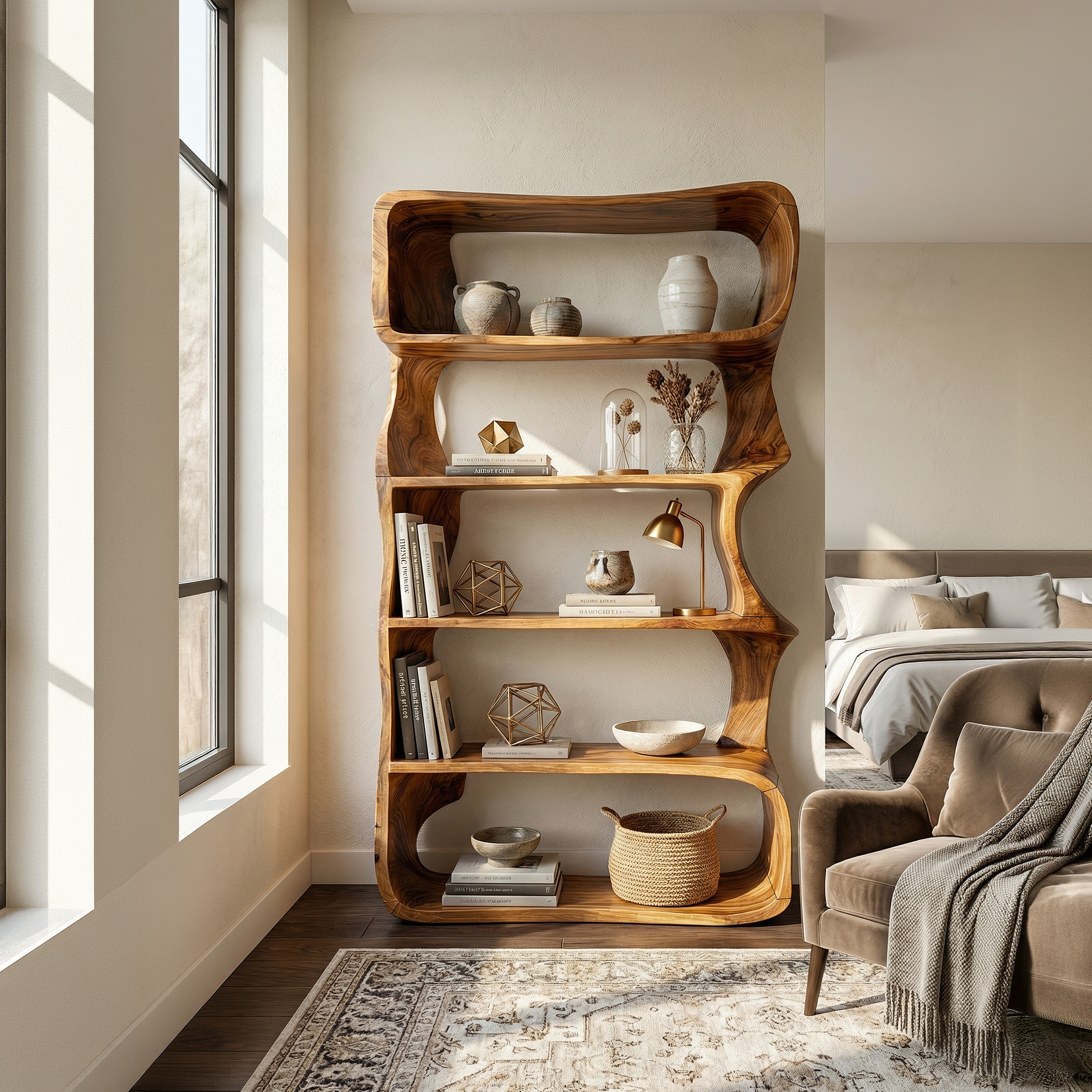 Organic Wooden Bookshelf For Home Storage Display SILDTTRBS022