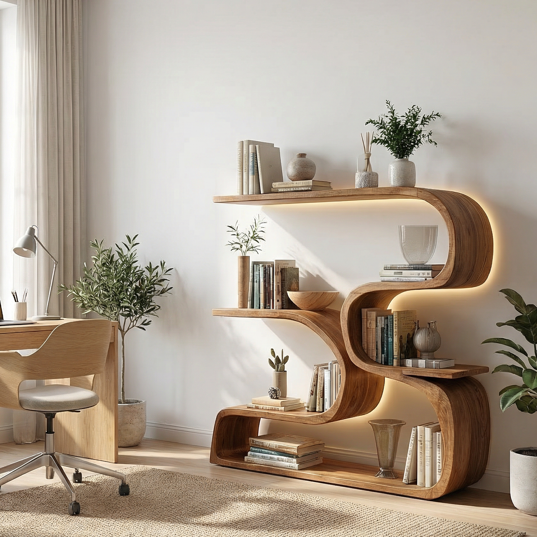 Rustic Artistic Bookshelf For Living Room And Interior Decor SINLSASC470