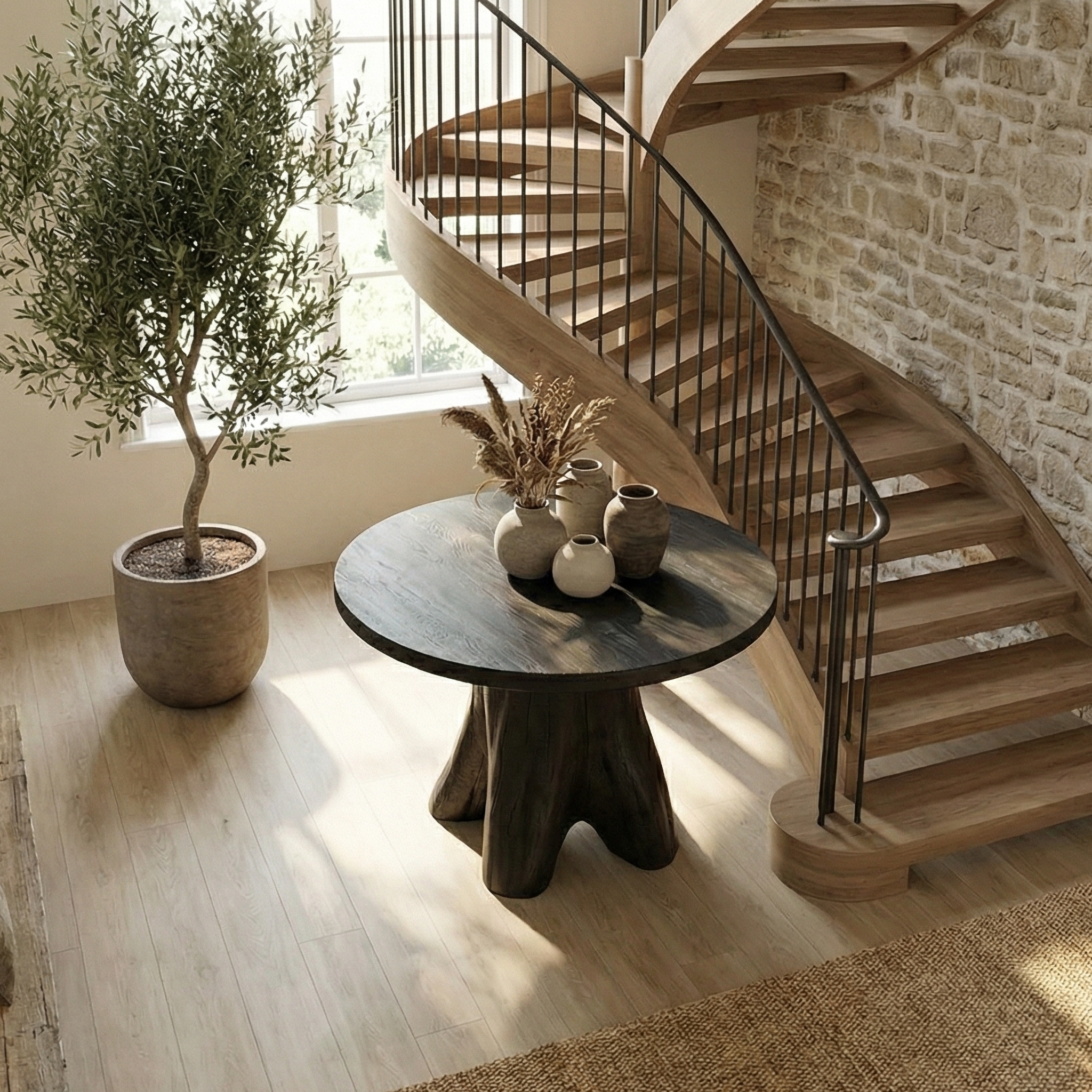 Modern Sculptural Foyer Table For Entryway Or Living Room SINLSAFT015