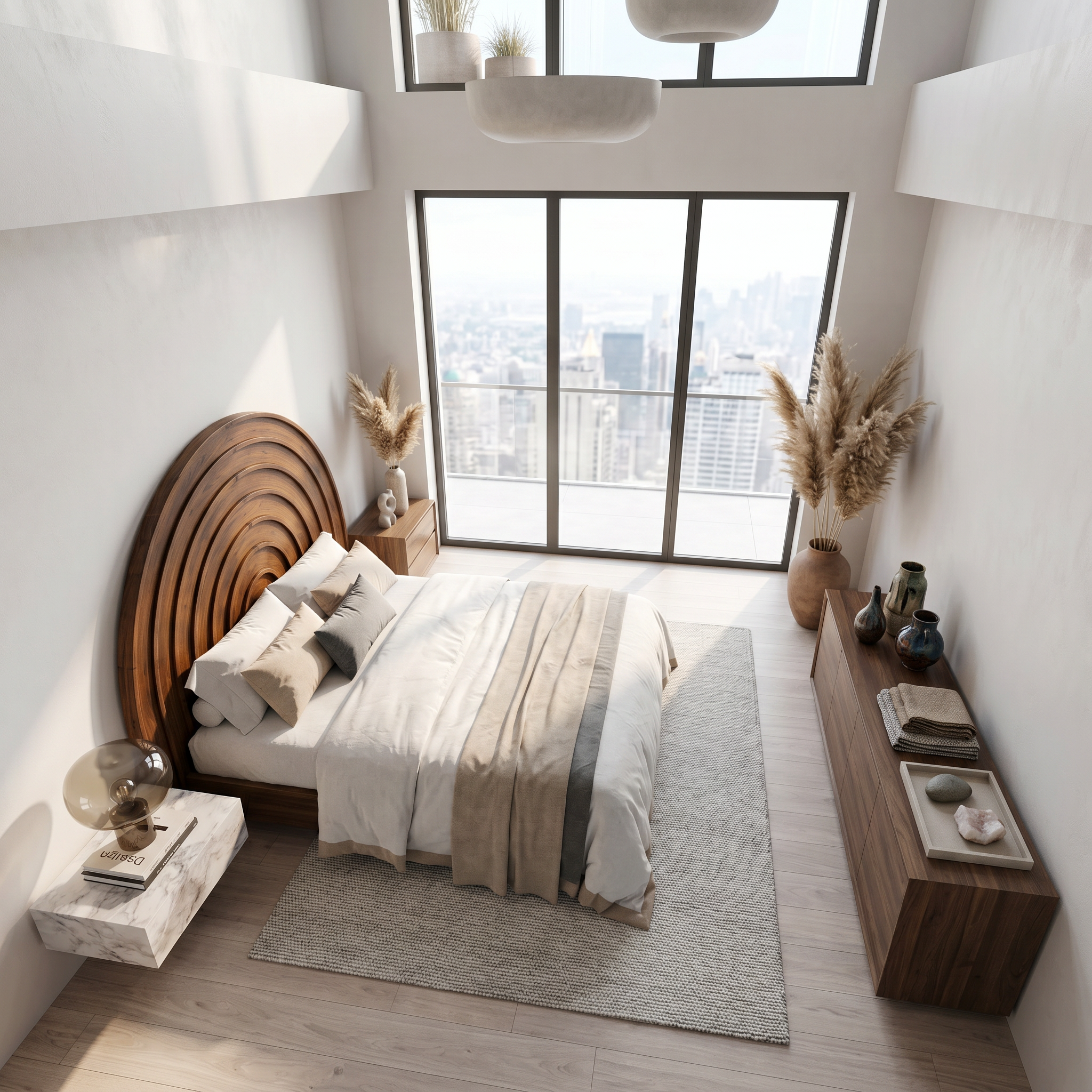 Contemporary Arched Headboard Wooden Bed Headboard For Bedroom SINLSAHB049