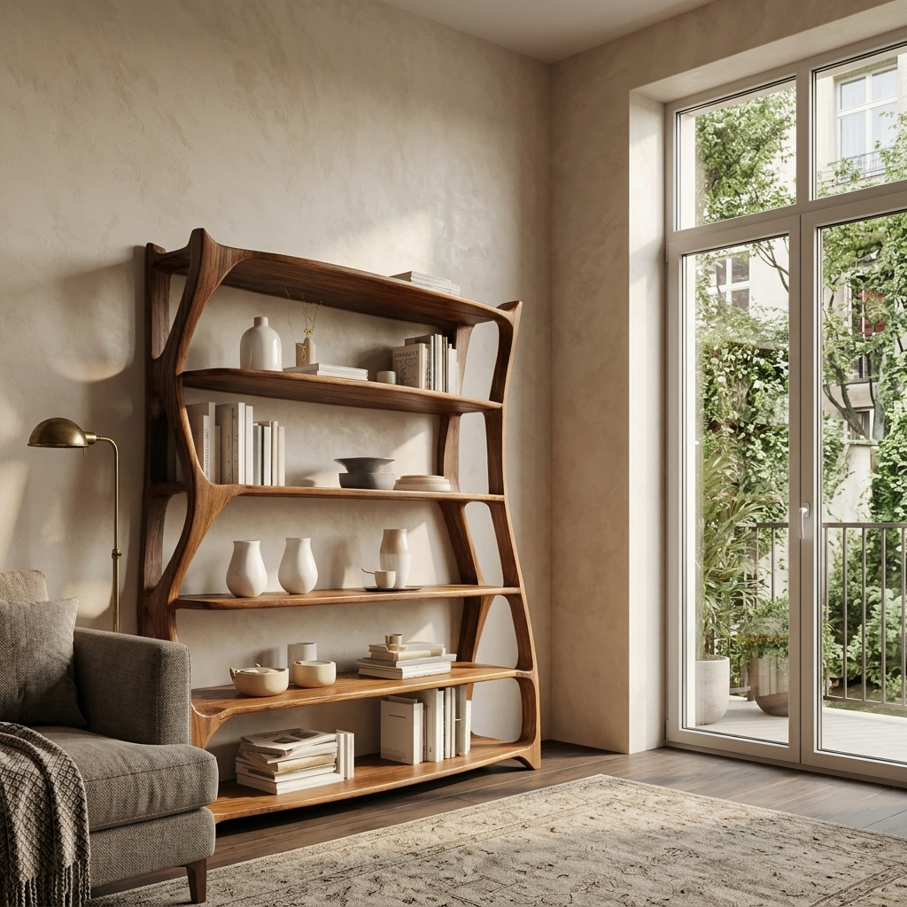 Elegant Wooden Standing Shelf With Tiers For Living Room RTTHHNSS012