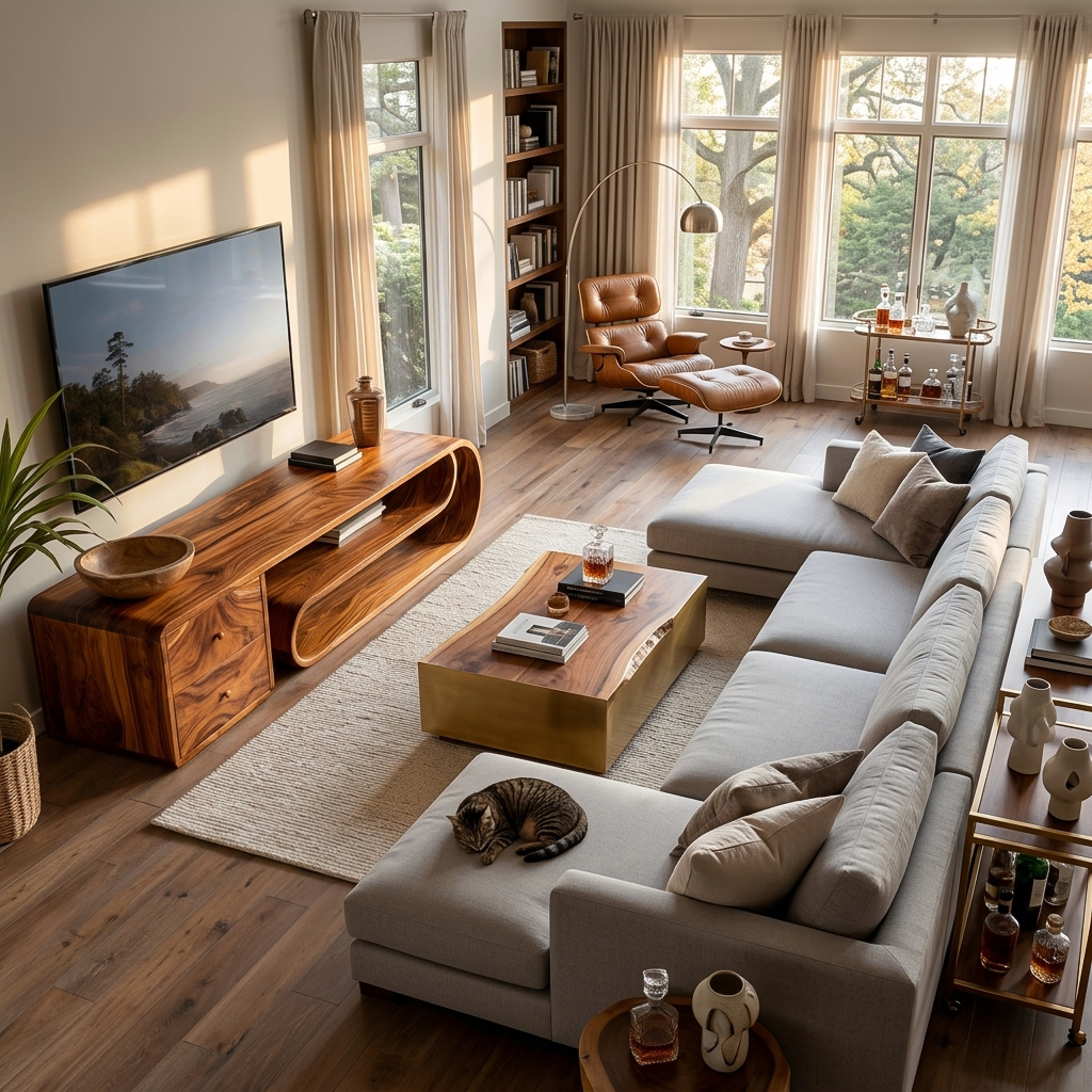 Wooden TV Console With Drawers For Living Room Setup RTTHTTTVC078