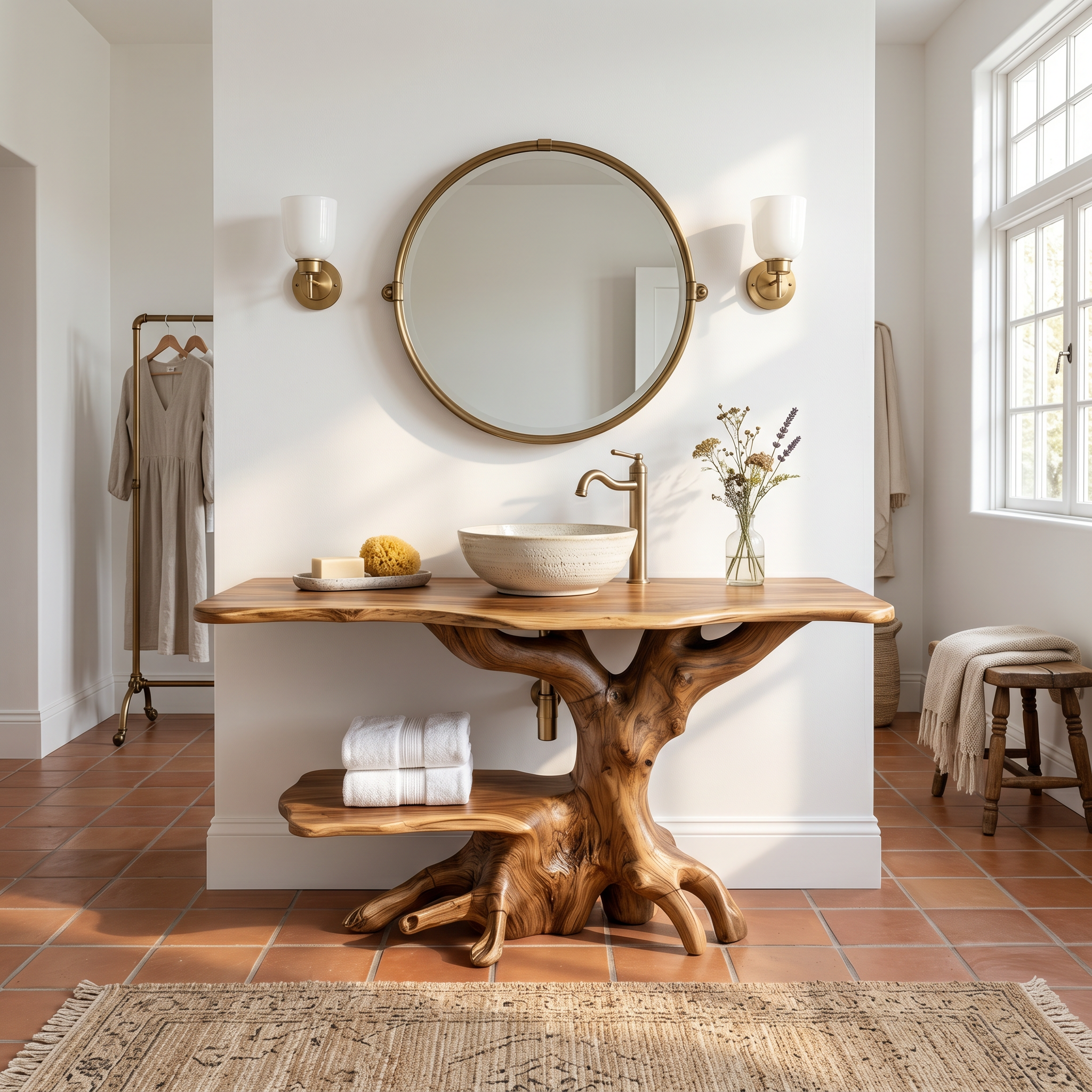 Farmhouse Live Edge Bathroom Vanity Rustic Solid Wood For Bathroom SILDTTRBRV122