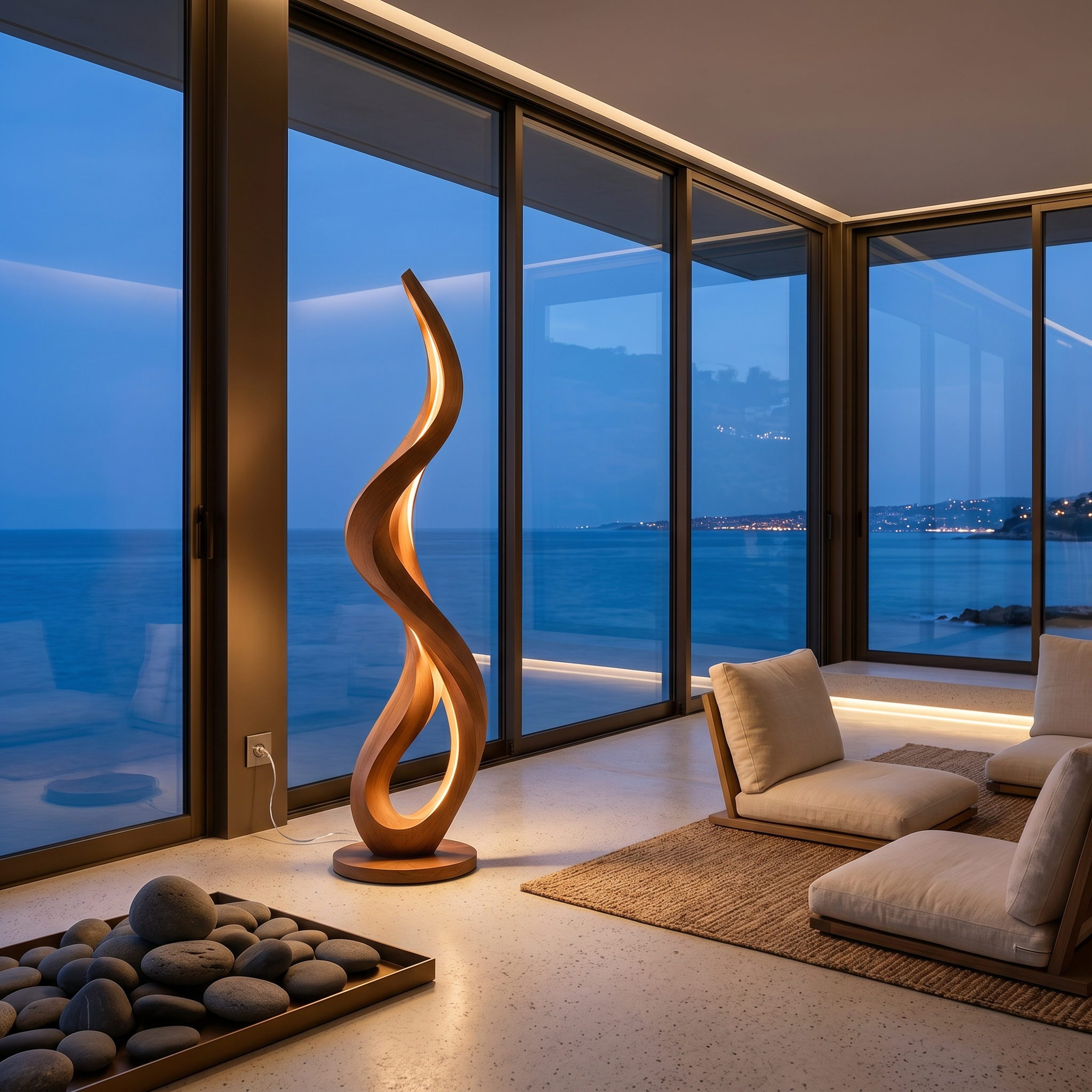 Modern Flowing Flame Floor Lamp For Lounge Area SILDTTNLAM034