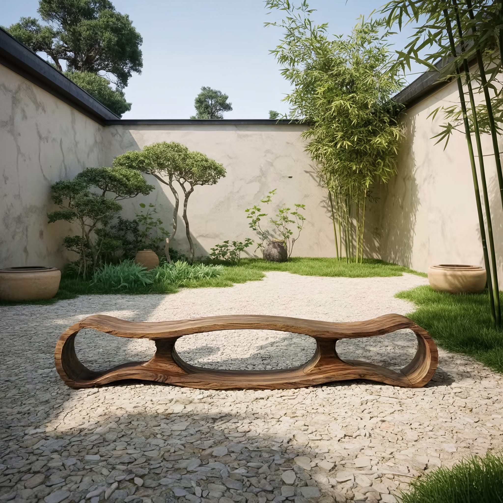Rustic Sculptural Bench For Living Room And Entryway SINLSARS072