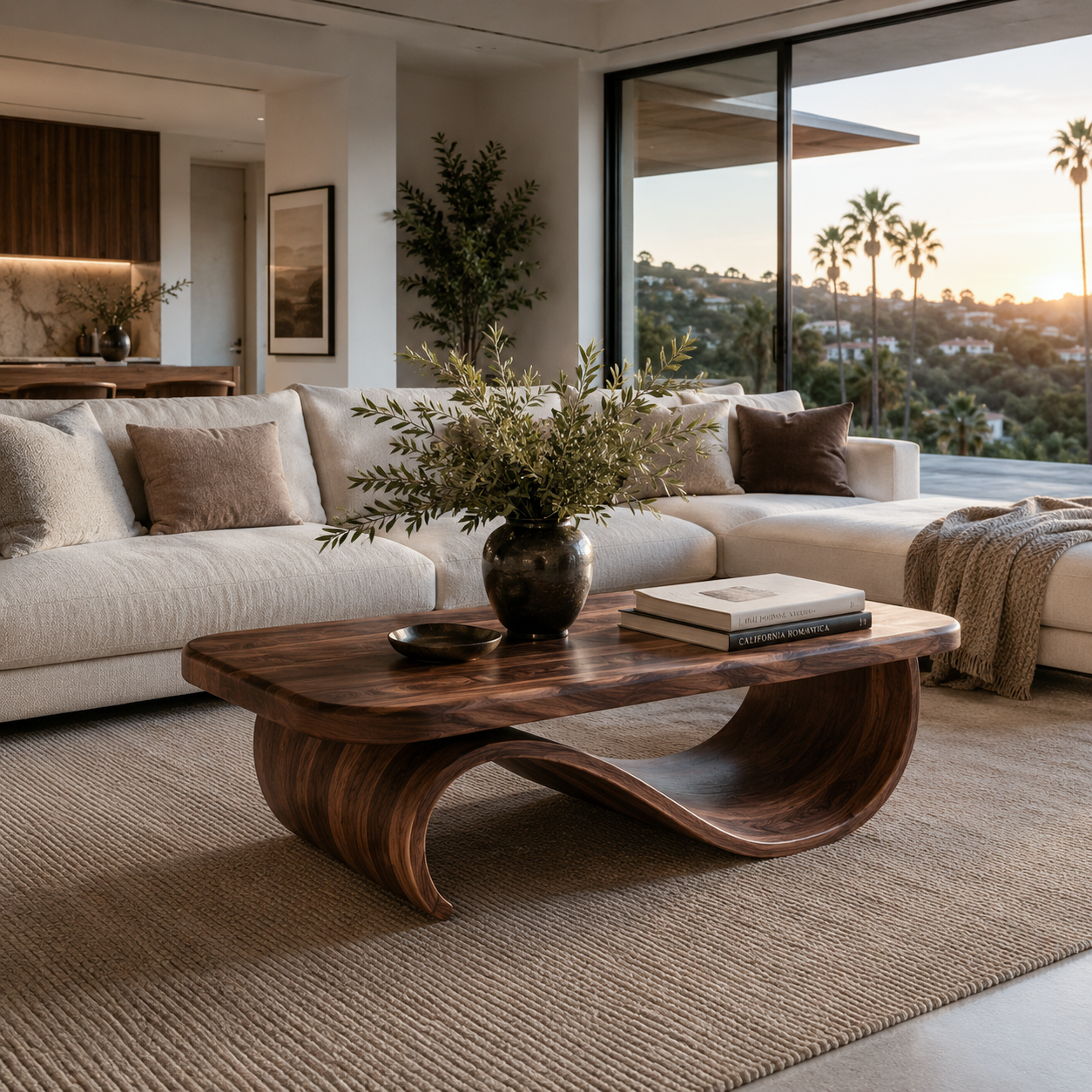 Artistic Coffee Table Curved Base Design For Living Decor RTTHTTCF022