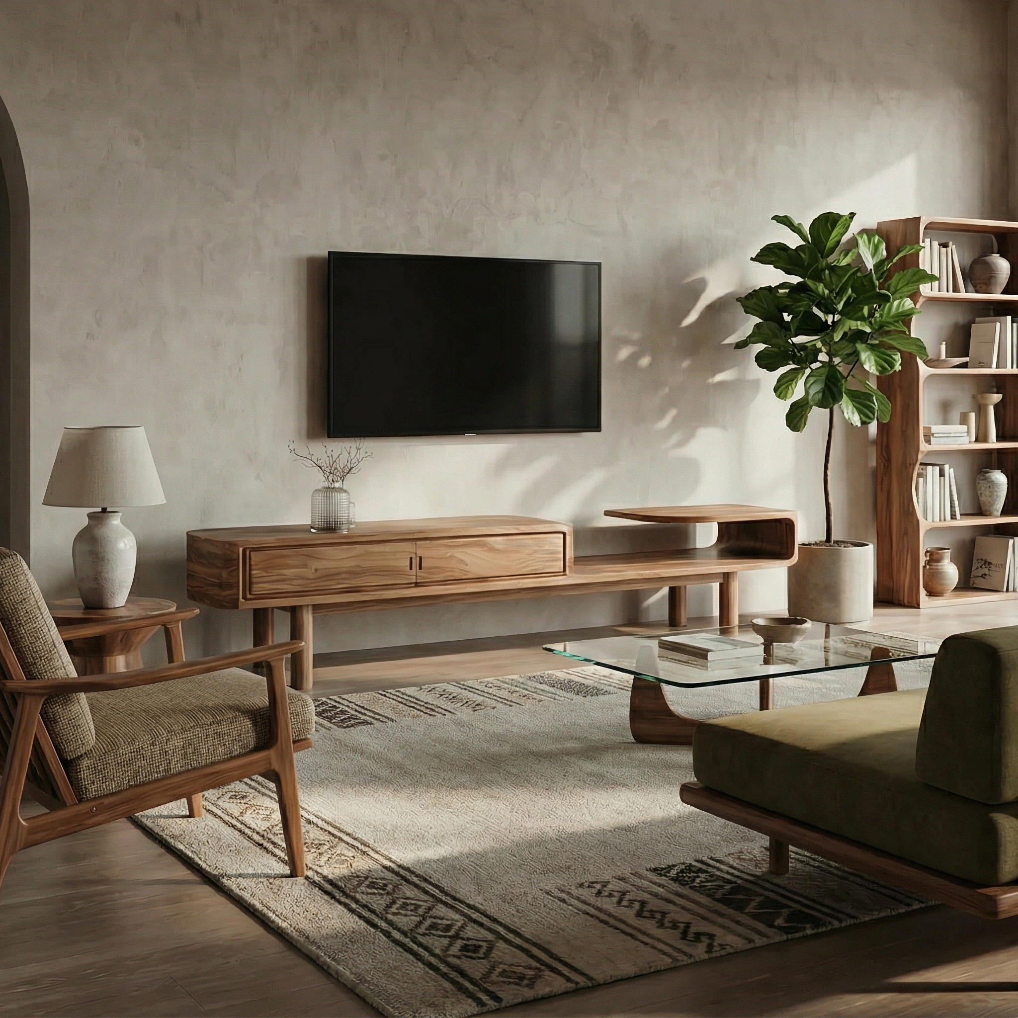 Modern Sculptural TV Console For Living Room And Media Wall SINLSASC502