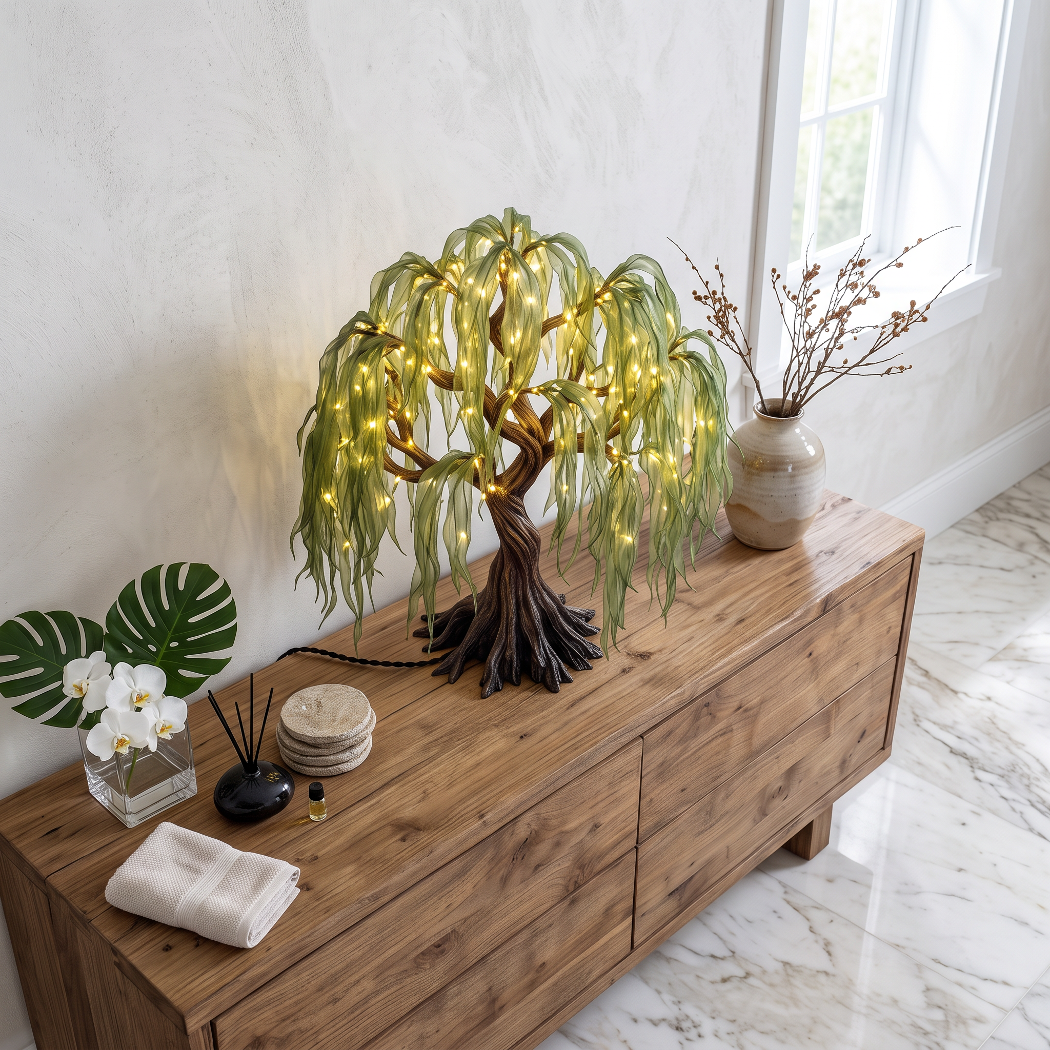 Scandinavian Bonsai Tree Table Lamp For Bedroom Decor SINLSATL020
