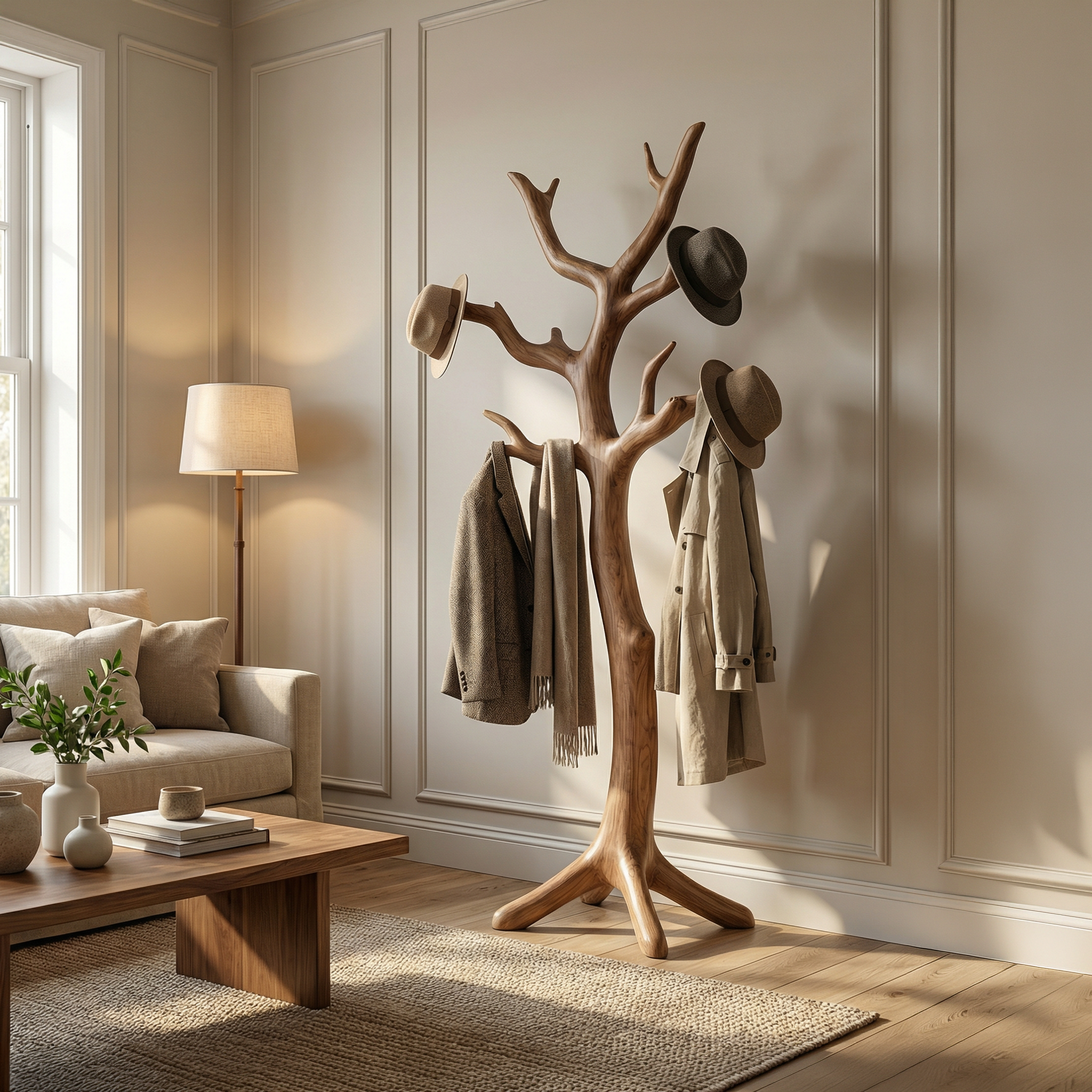 Rustic Statement Tree Coat Stand For Entryway And Feature Corner SINLSATCR098