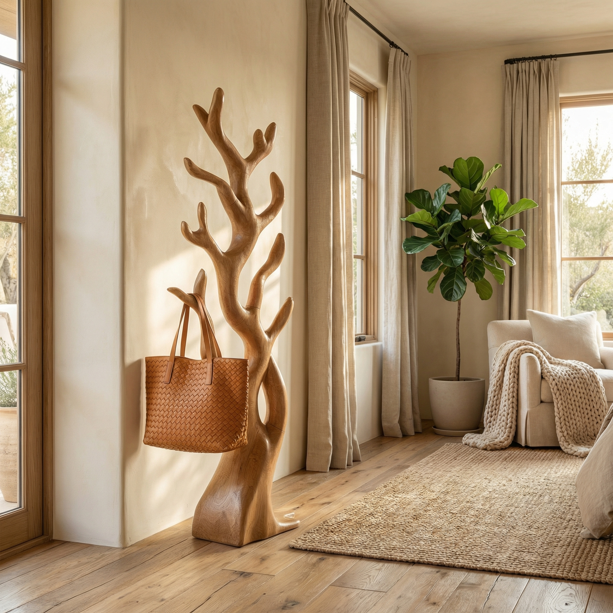 Rustic Artistic Tree Coat Rack For Entryway And Interior Styling SINLSATCR099