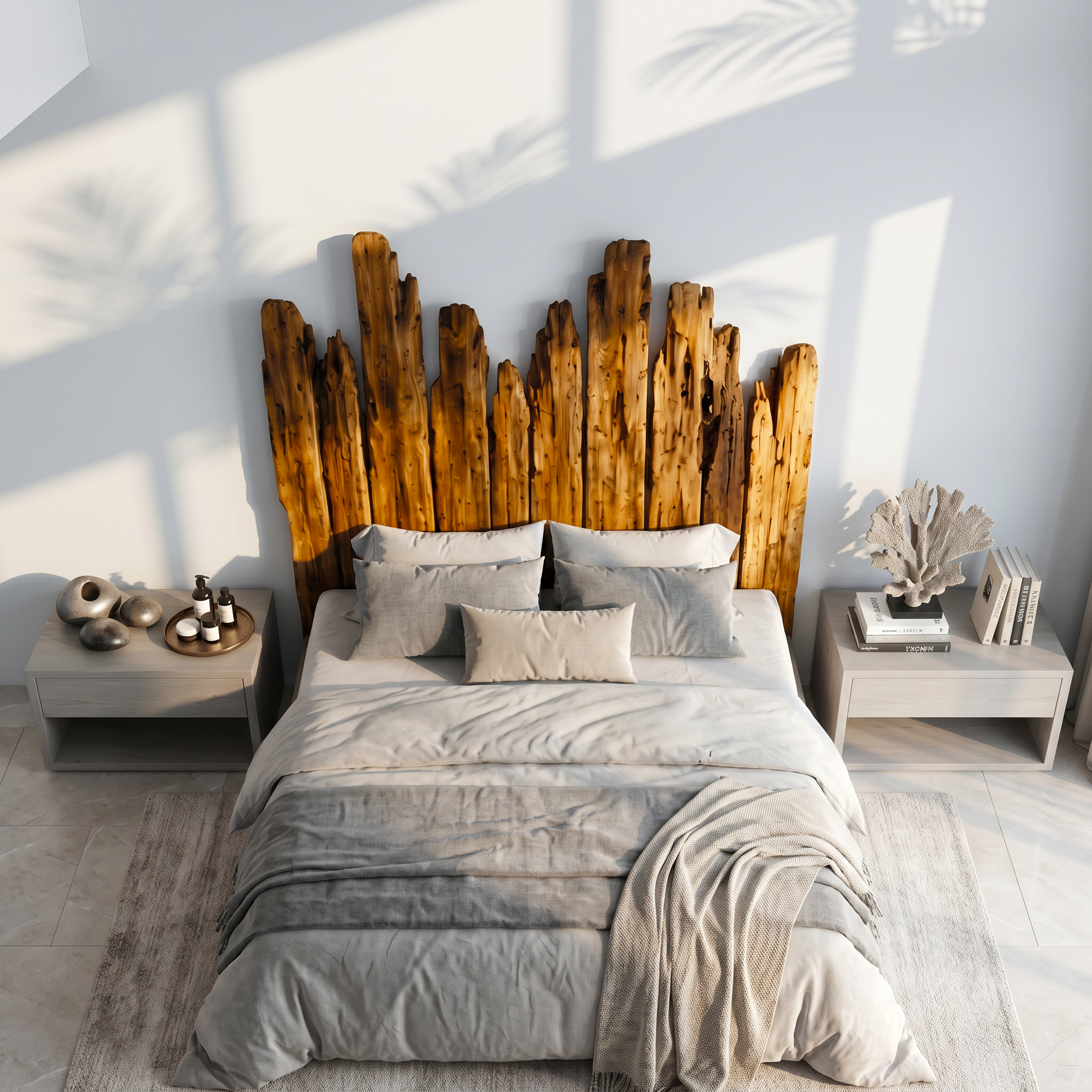 Rustic Skyline Headboard Wooden Bed Headboard For Bedroom SINLSAHB056