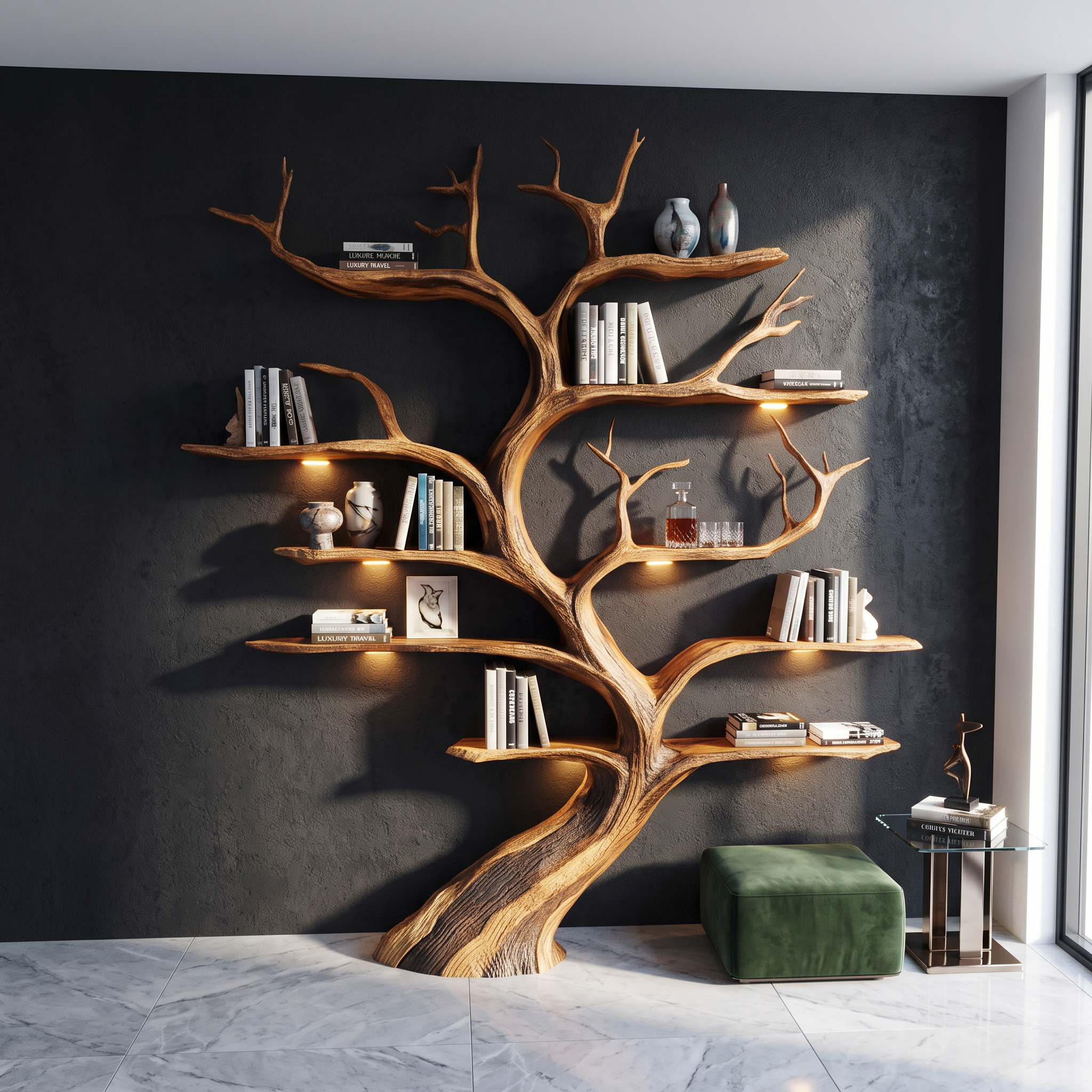 Rustic Tree Shelf Handmade Wood Wall Mounted Gift SINLSATB194