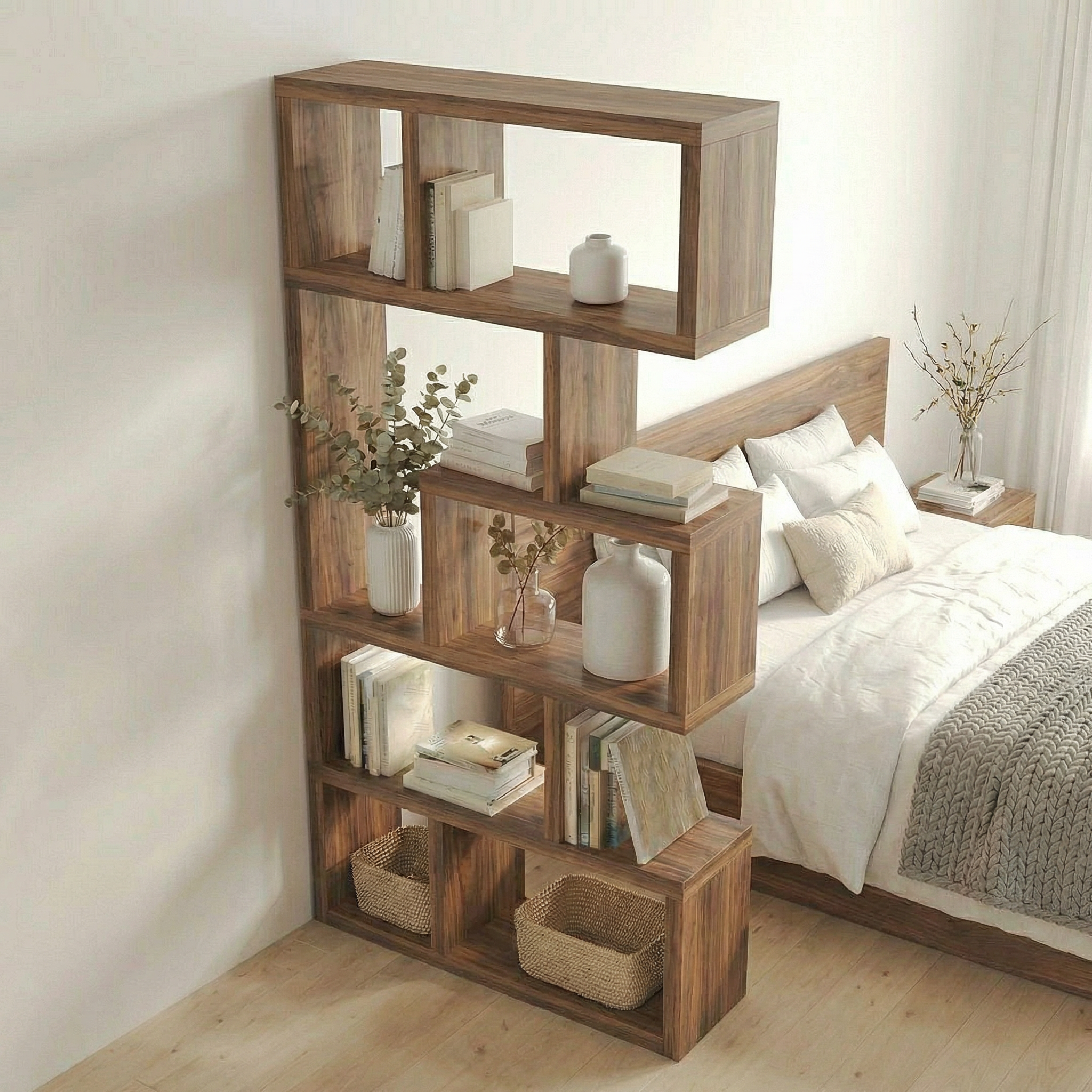 Mid Century Freestanding Room Divider Bookshelf For Bedroom and Reading Room SINLSASC484