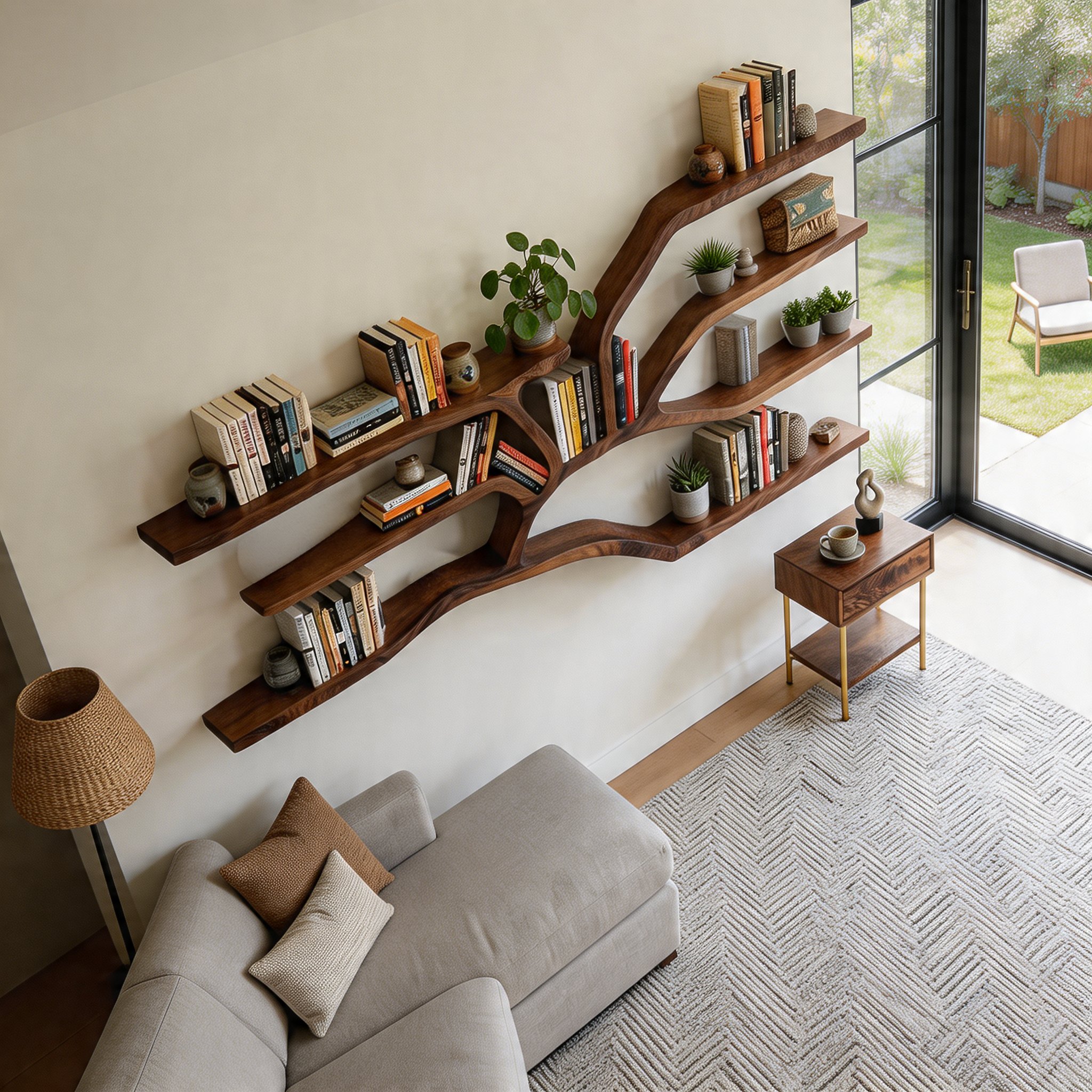 Handcrafted Sculptural Wooden Bookshelf For Living Room Decor RTTHTTBS131
