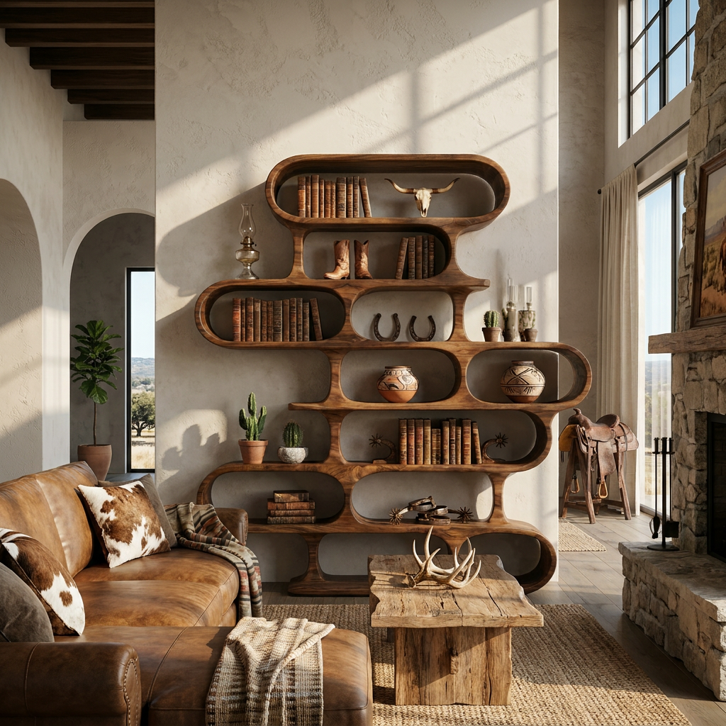 Organic Sculptural Wood Bookshelf With Curved Form For Living Room Or Office SITHTTBS022