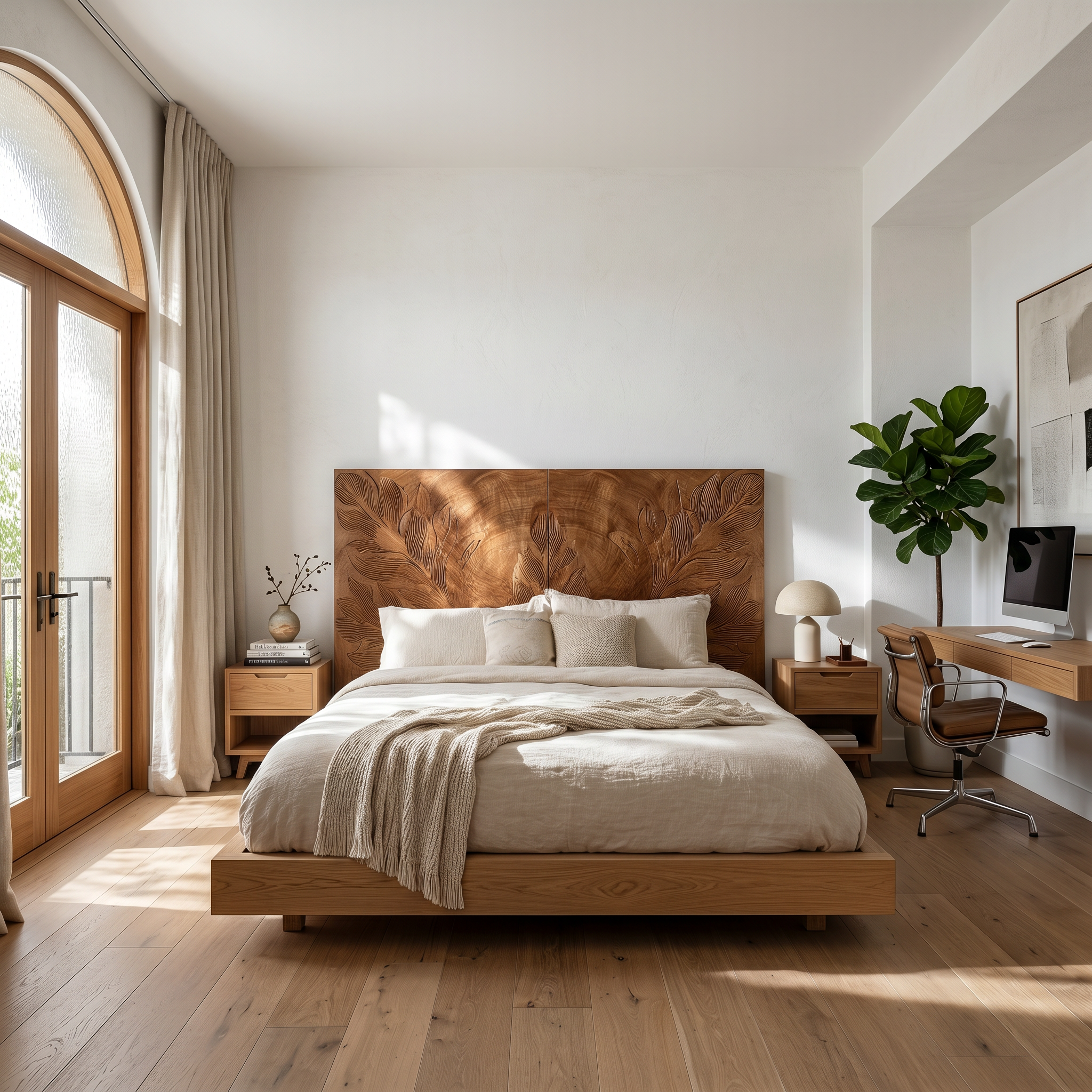 Tropical Botanical Wood Headboard For Warm Coastal Bedroom SILDTTRHB023