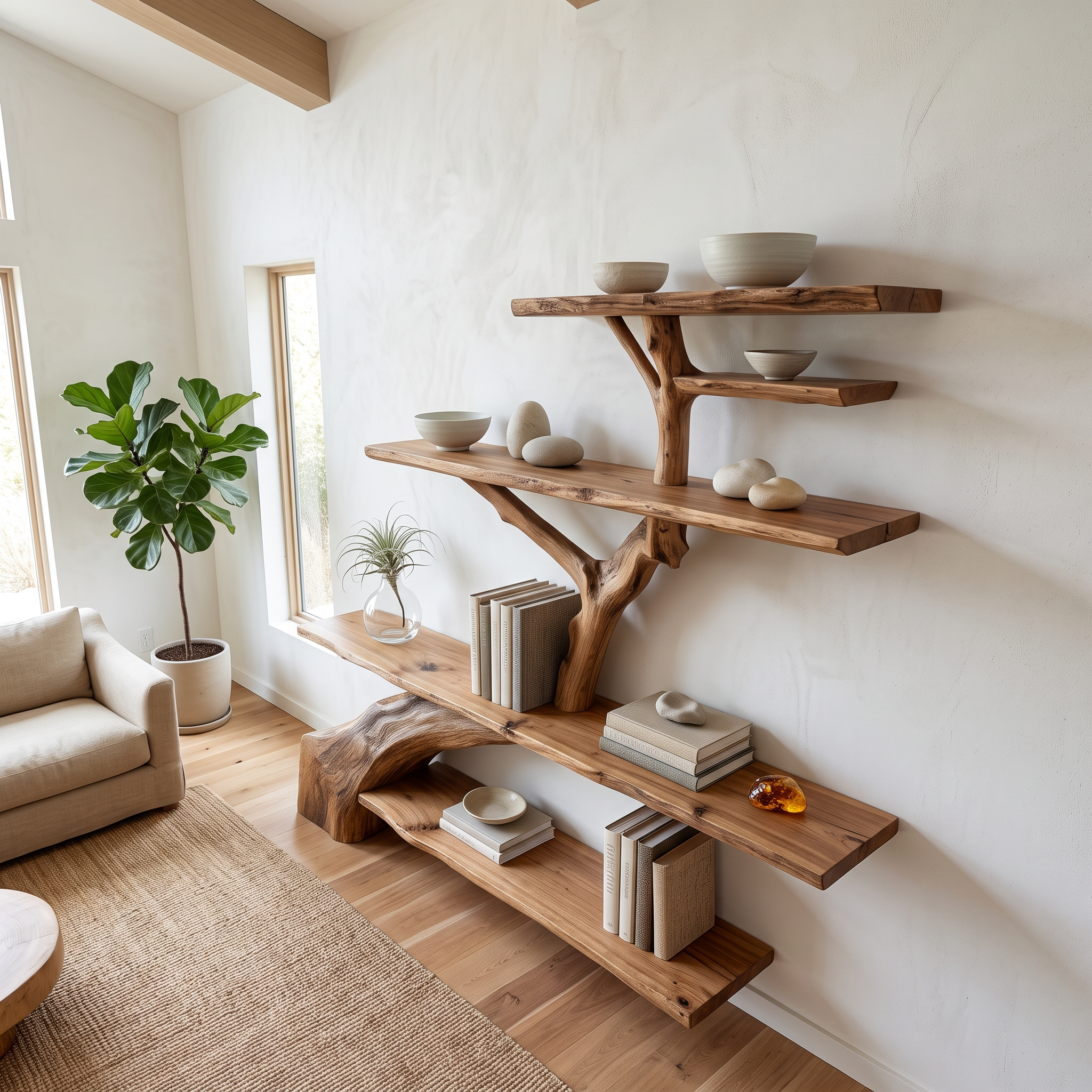 Rustic Tree Shelf Entry Living Room SINLSATB217