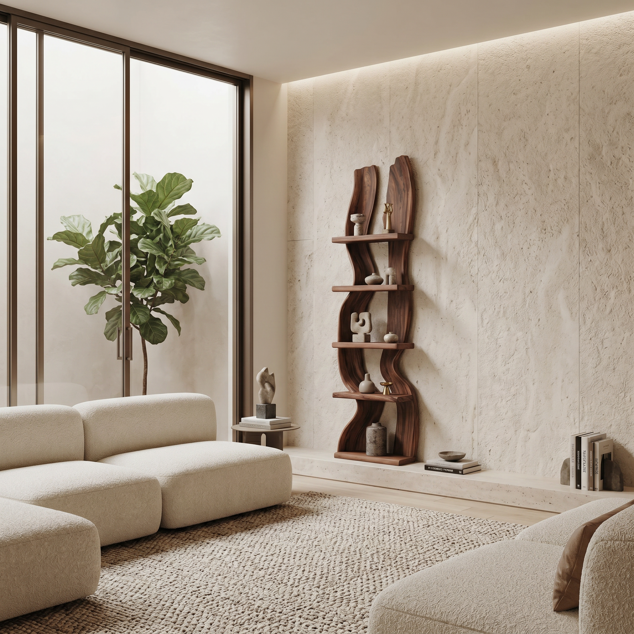 Modern Rustic Standing Shelf With Curved Silhouette For Living Room SITHTTSS002
