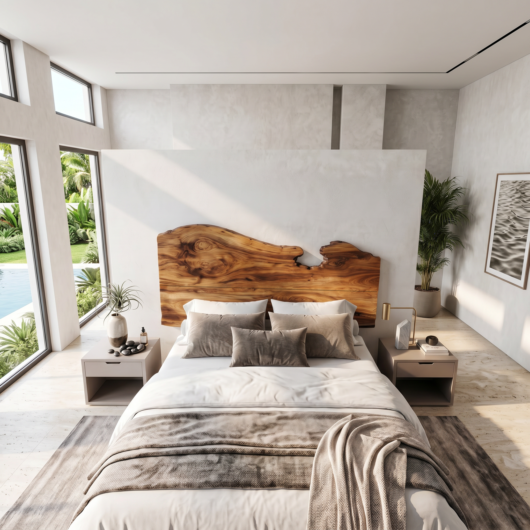 Contemporary Live Edge Headboard Wooden Bed Headboard For Bedroom SINLSAHB061