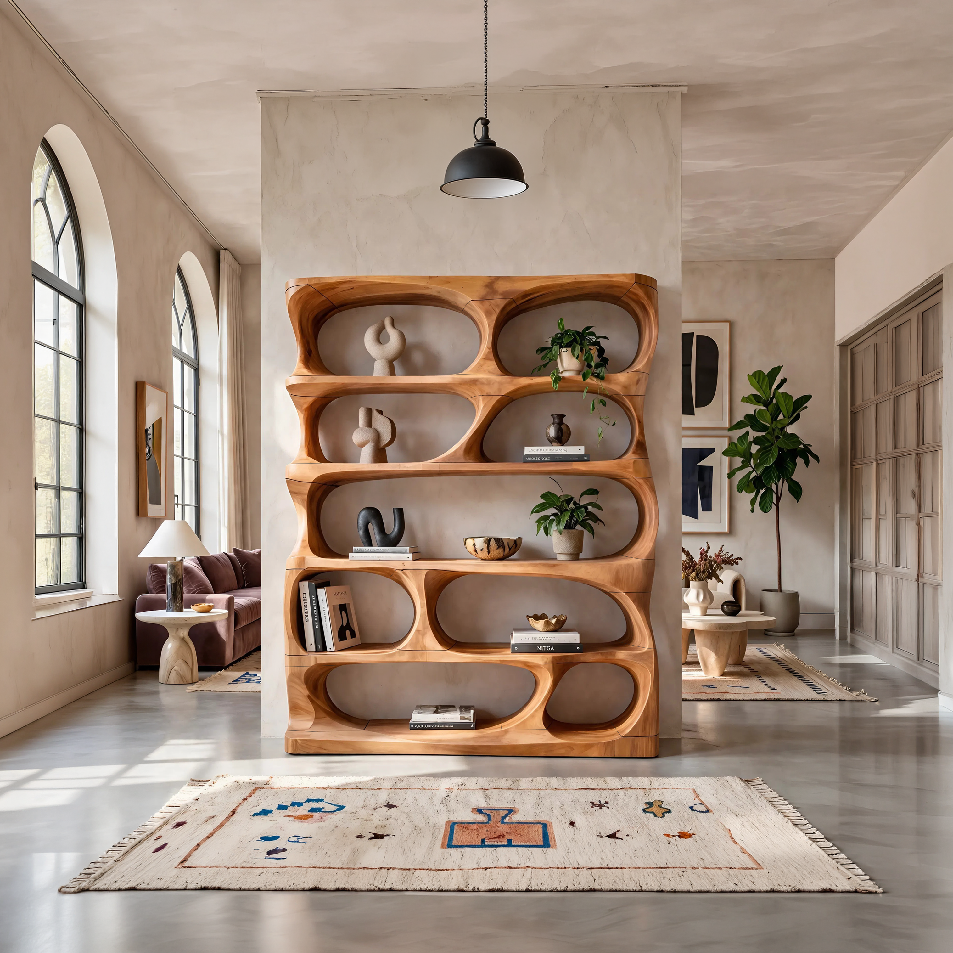 Minimalist Sculptural Bookshelf Display Organizer For Home Office SILDTTNBS015