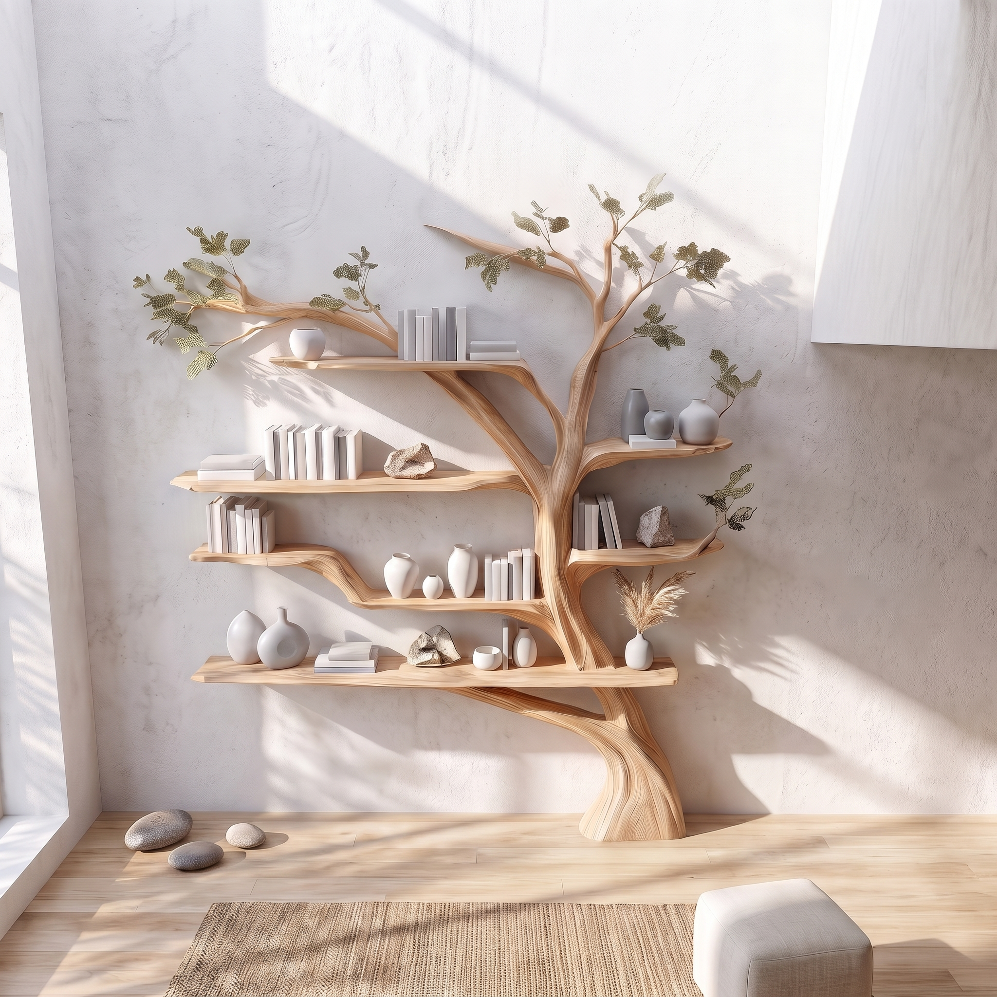 Rustic Book Tree Shelf Home Office SINLSATB231