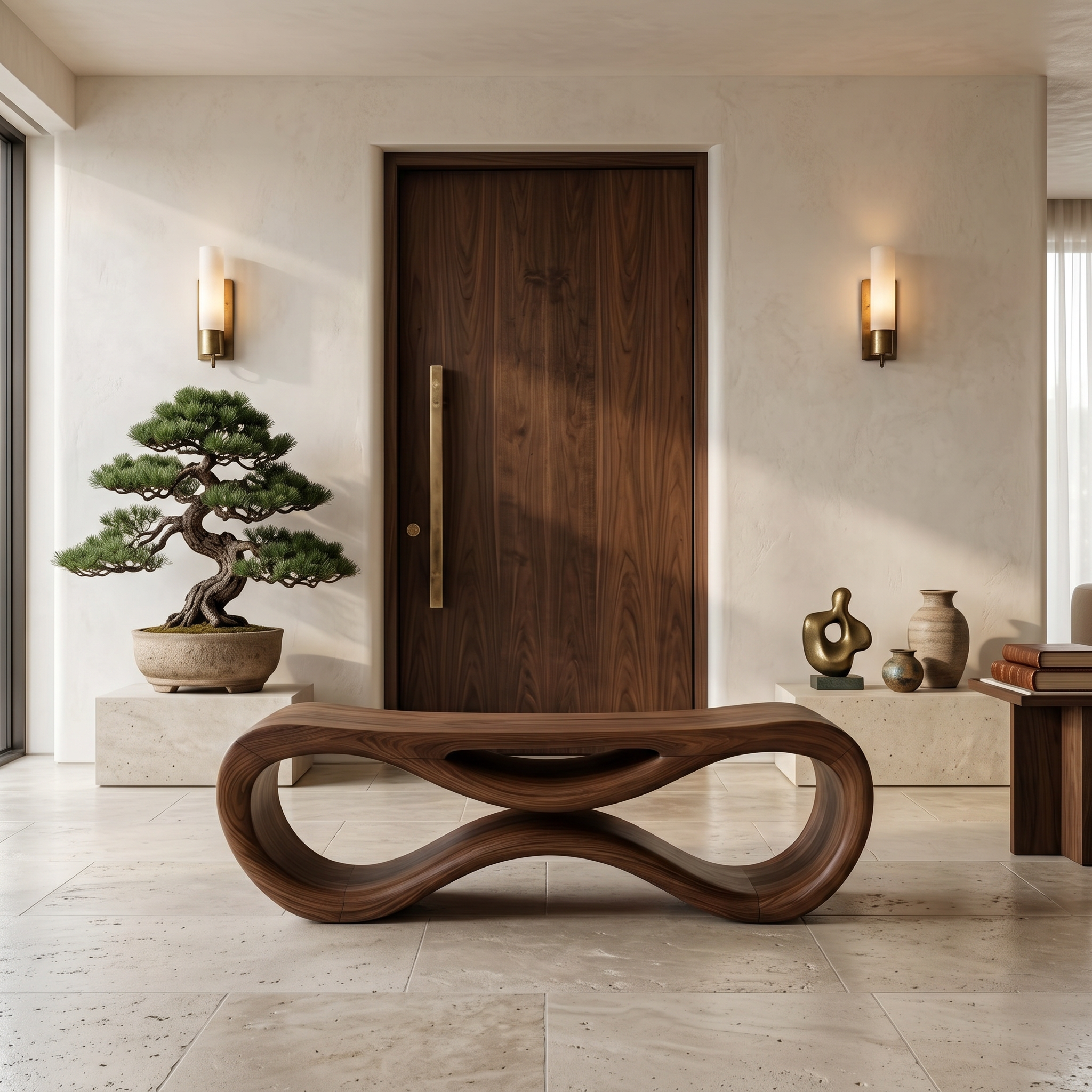 Contemporary Sculptural Outdoor Bench For Patio Or Garden Decor SITHTTGDB008