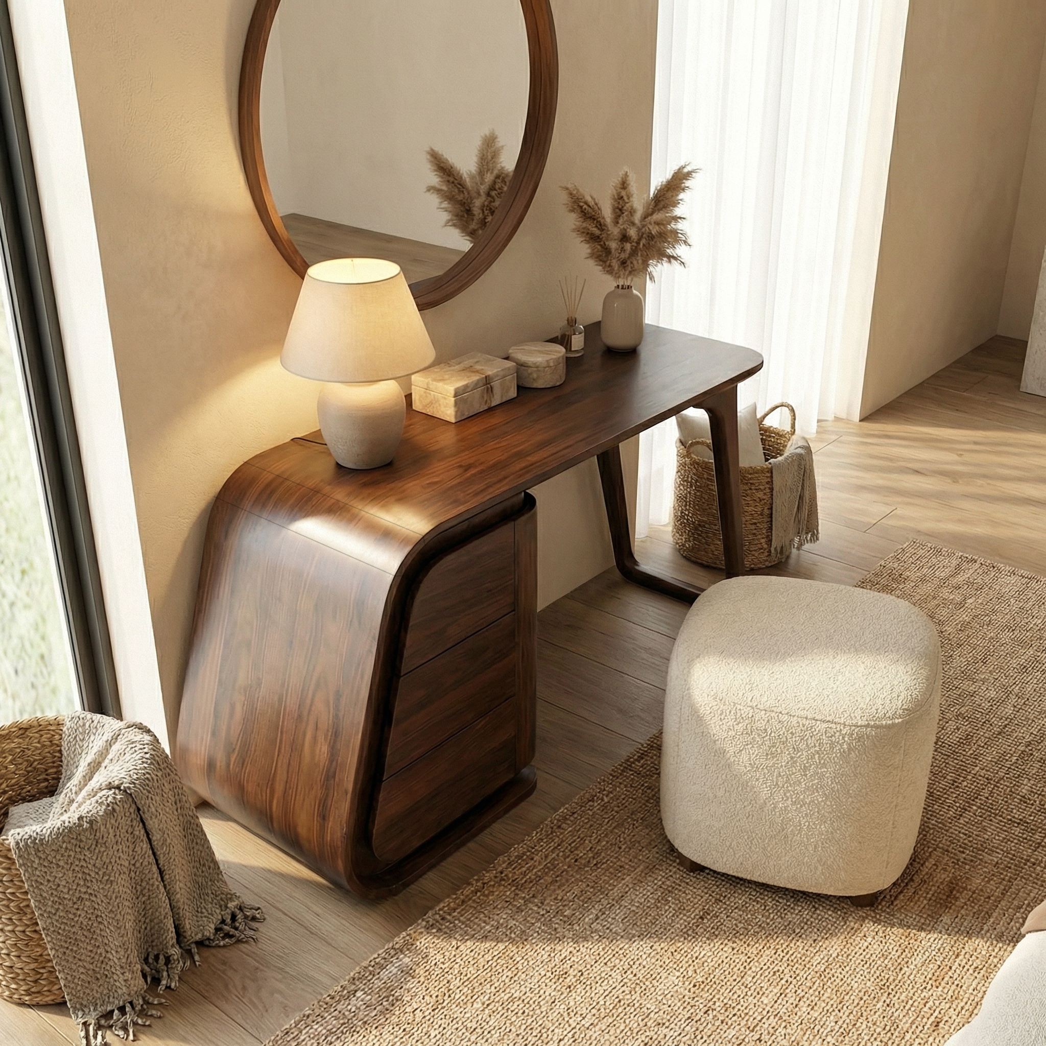 Modern Makeup Vanity Desk With Drawers For Bedroom SINLSABDT061