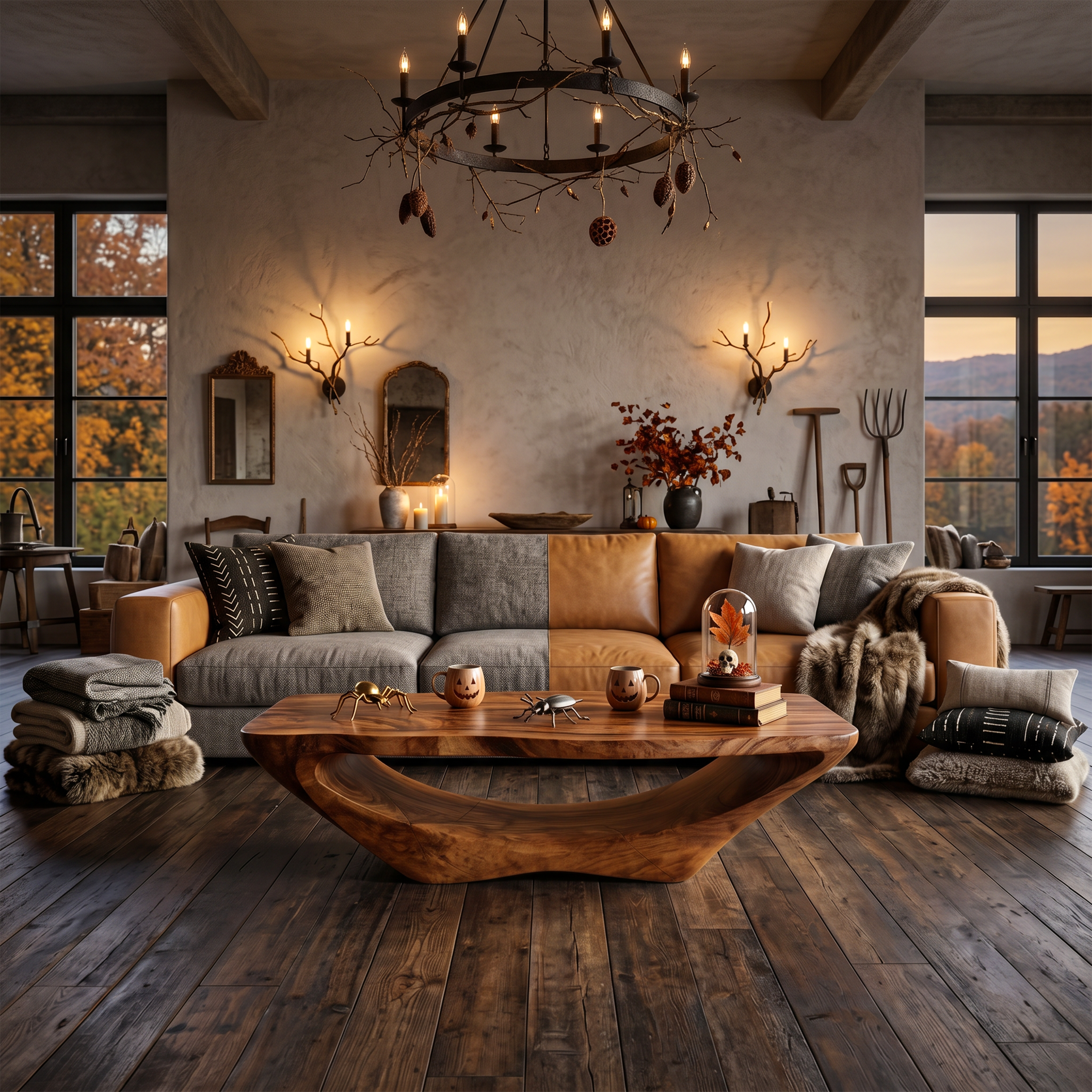 Farmhouse Live Edge Coffee Table Entryway Design Rustic Halloween SILDTTNHCF022