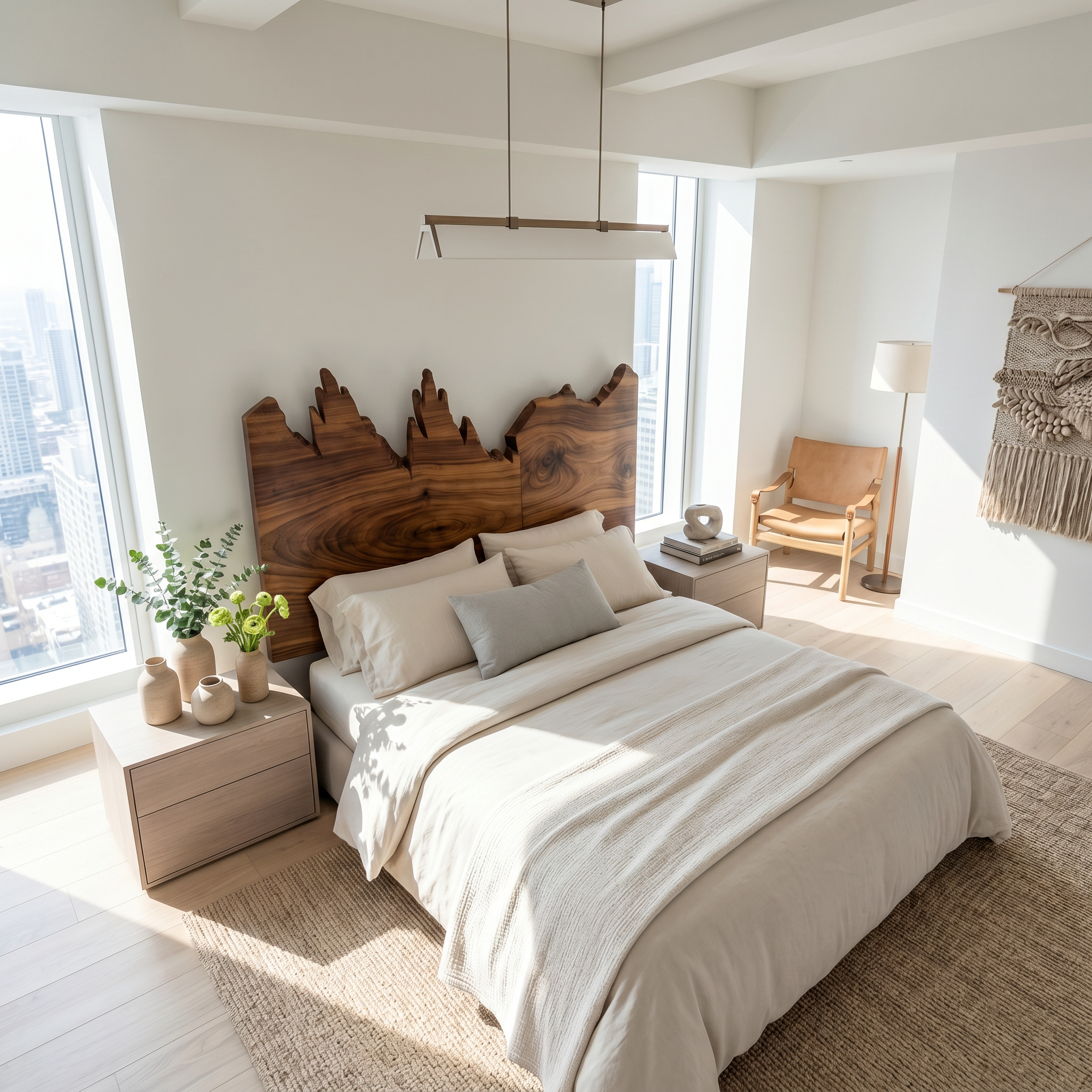 Rustic Mountain Ridge Headboard Wooden Bed Headboard For Bedroom SINLSAHB066