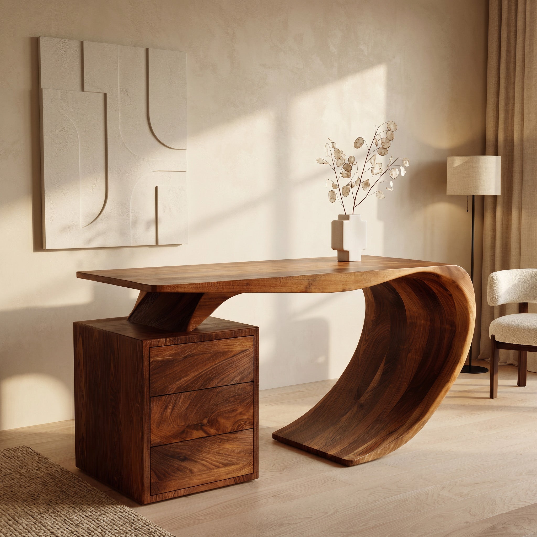 Modern Farmhouse Wood Desk For Home Office Corner RTTHHNDE112