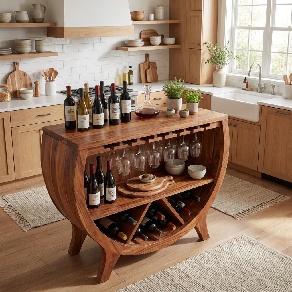 Wooden Wine Cabinet With Bottle Storage For Home Bar RTTHTTBCA036