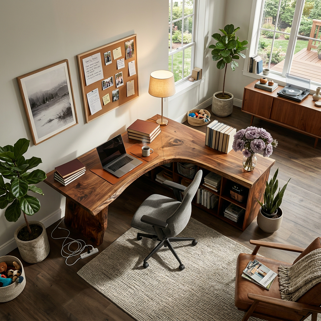 Minimalist Wooden Desk With Storage For Home Workspace RTTHTTDE073