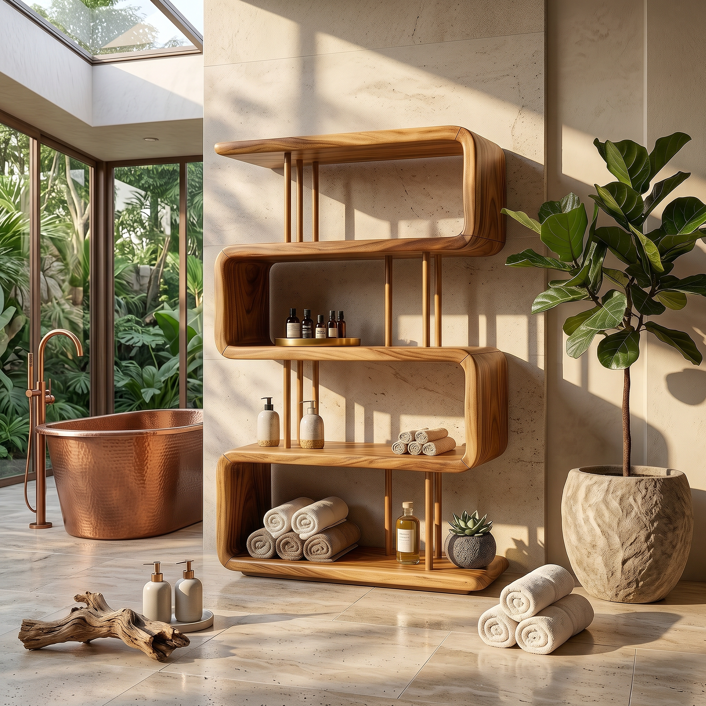 Modern Wooden Display Shelf For Spa Decor SILDTTRBS028
