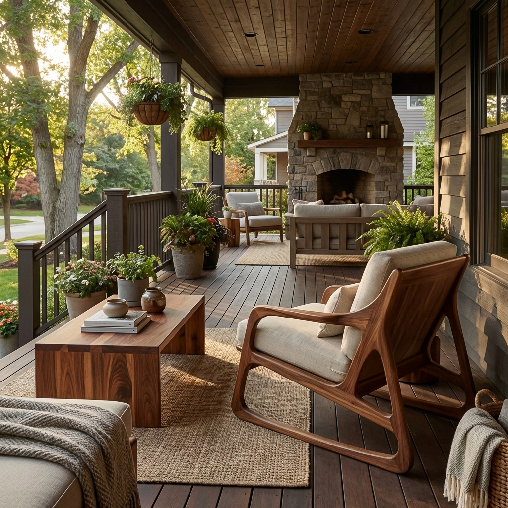 Artistic Wood Chair With Curved Structure For Home Balcony RTTHTTACC026