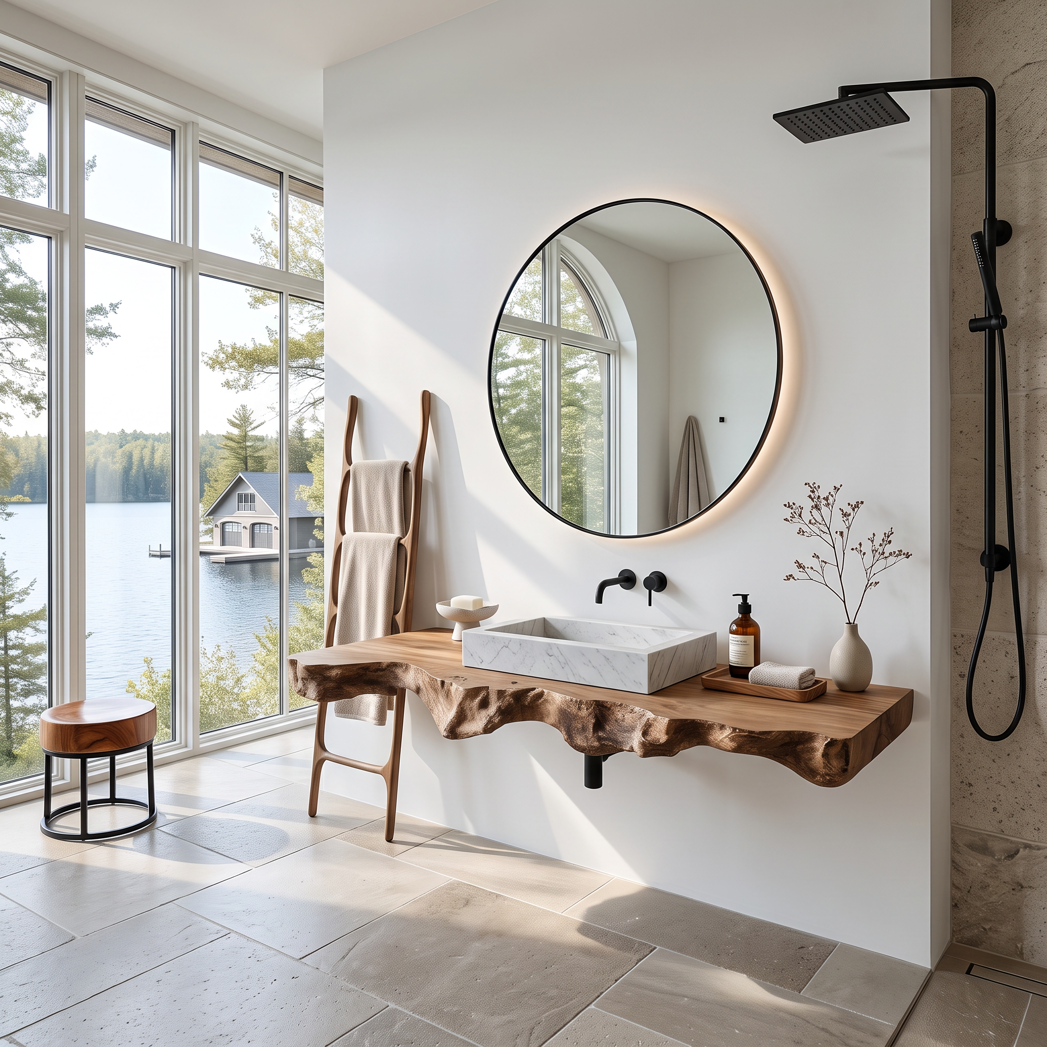 Live Edge Solid Wood Vanity For Rustic Bathroom SILDTTRBAS024
