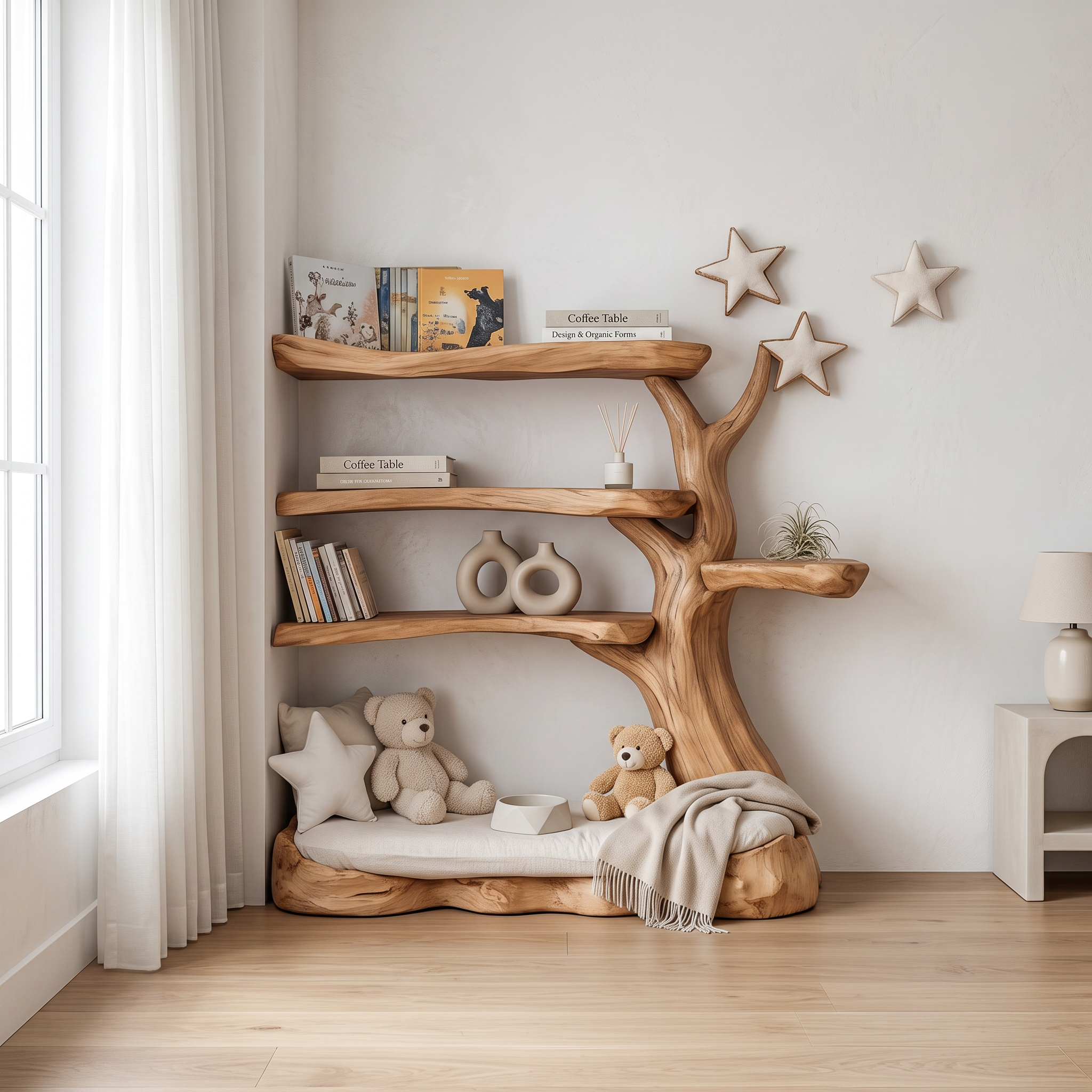 Rustic Tree Bookshelf Nursery Cozy Reading Corner SINLSATB319