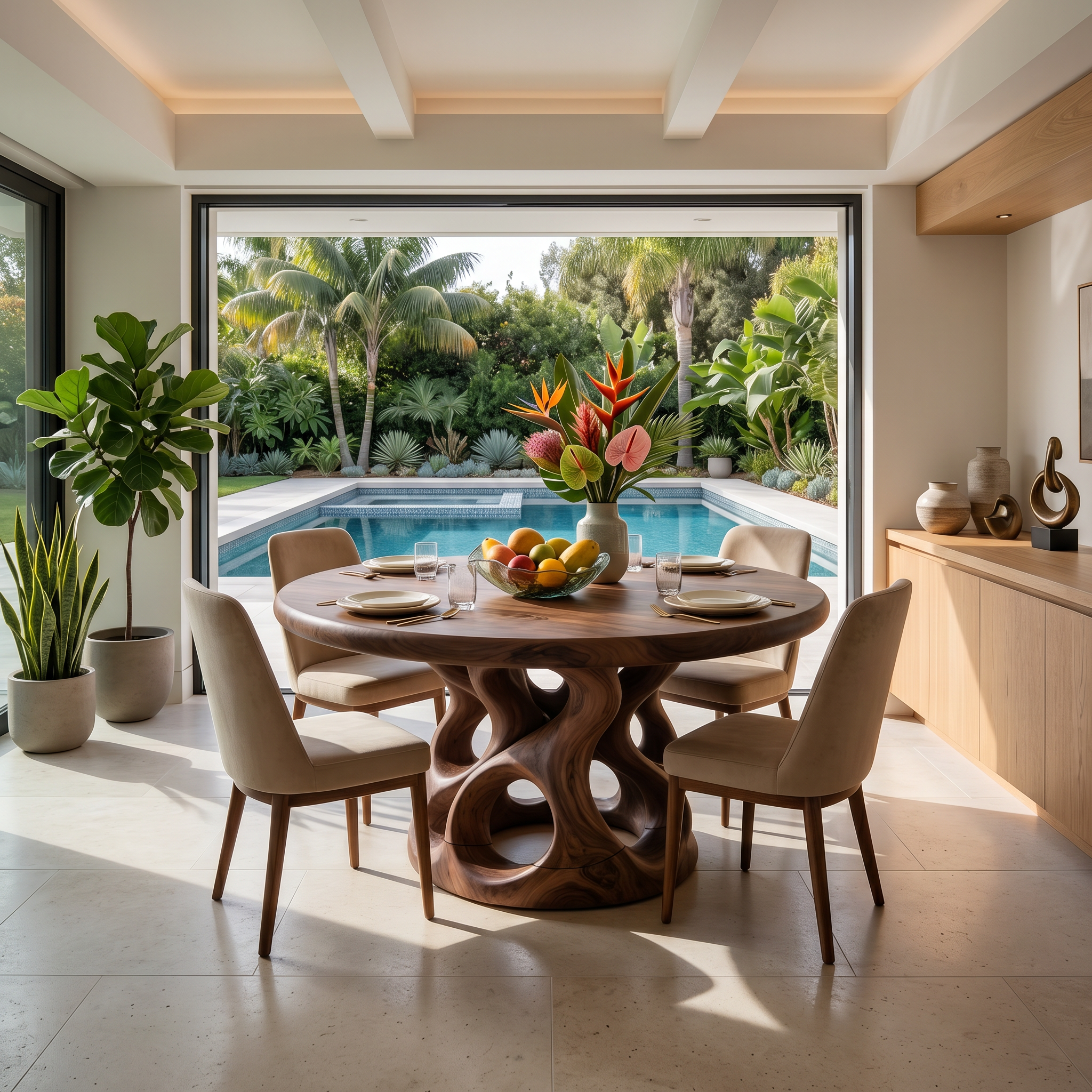 Sculptural Round Kitchen Table For Garden View Room SILDTTRDN065