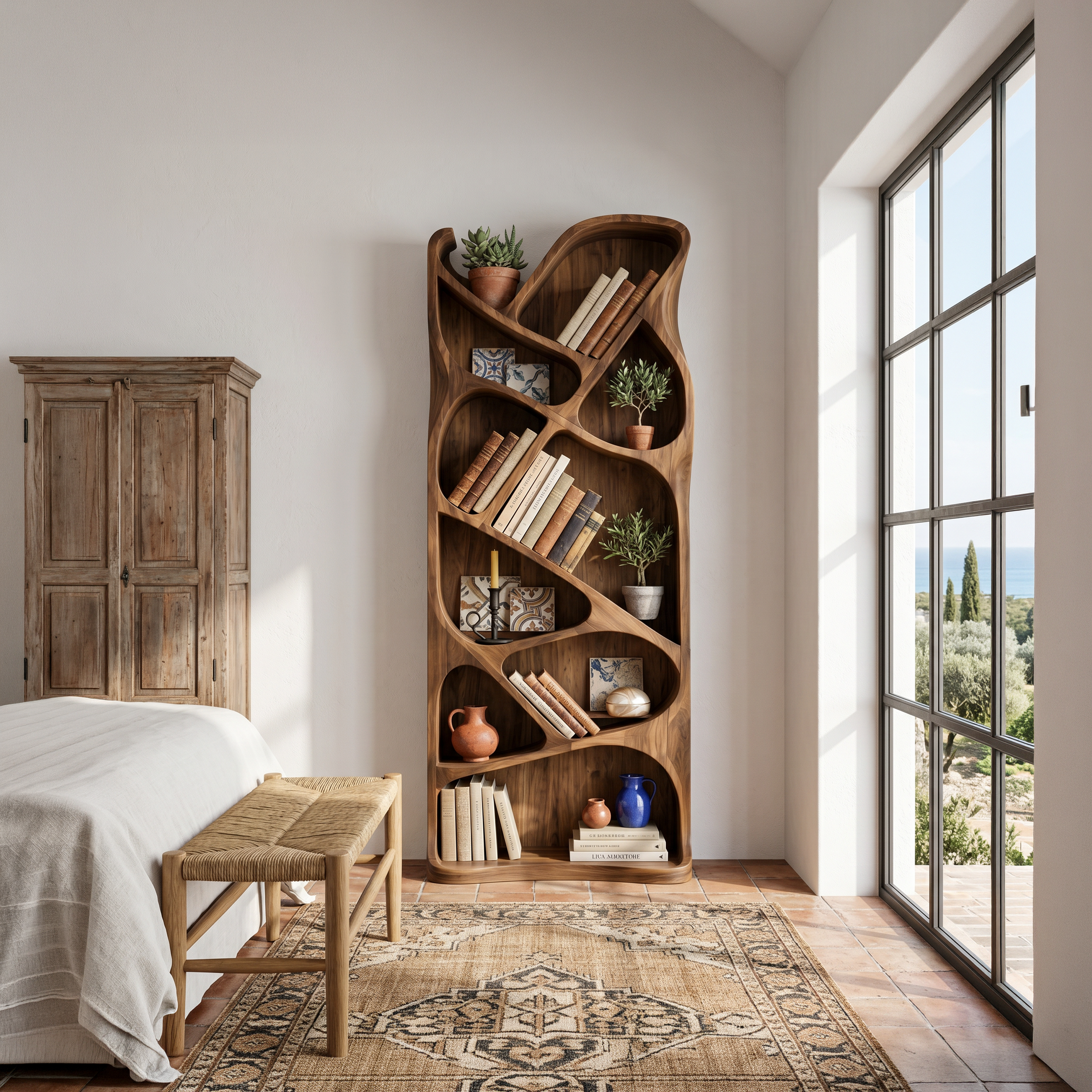 Mid Century Open Bookcase For Modern Interior SILDTTNBS049