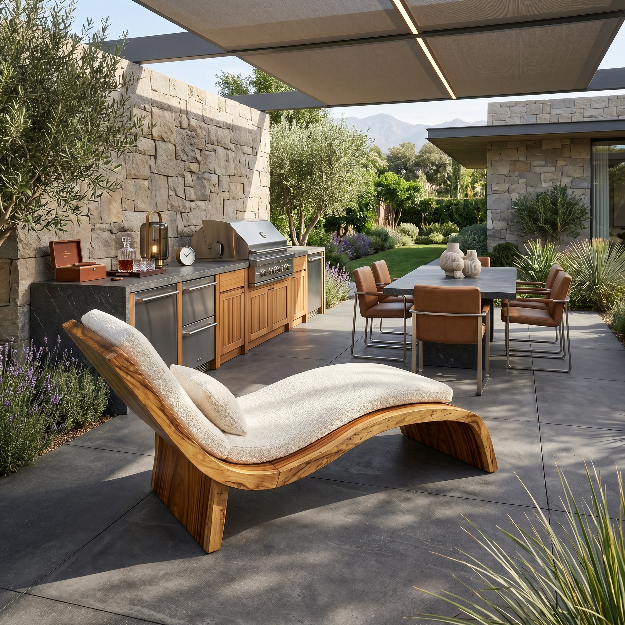 Contemporary Wooden Daybed Indoor Outdoor Luxury Home Furniture SILDTTRDB006