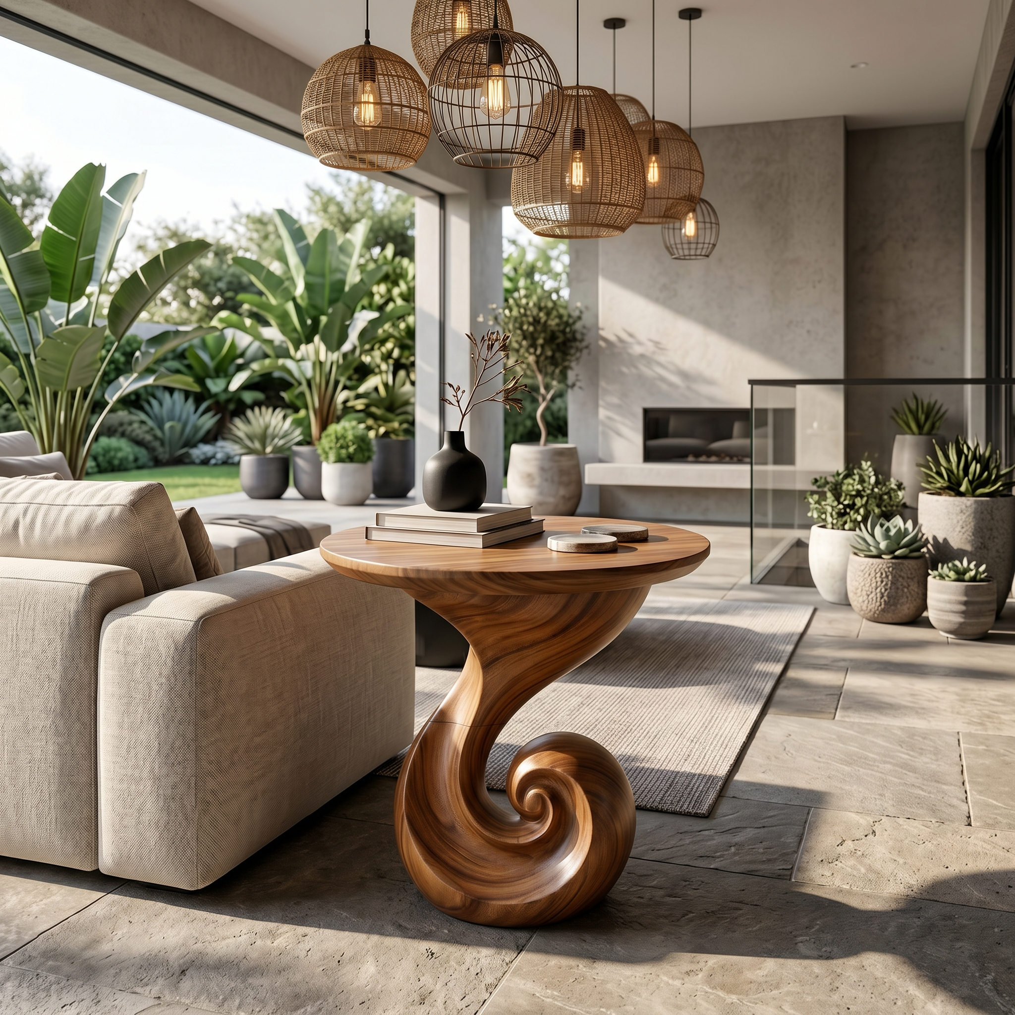 Scandinavian Spiral Side Table Modern Family Room SILDTTRSTA041