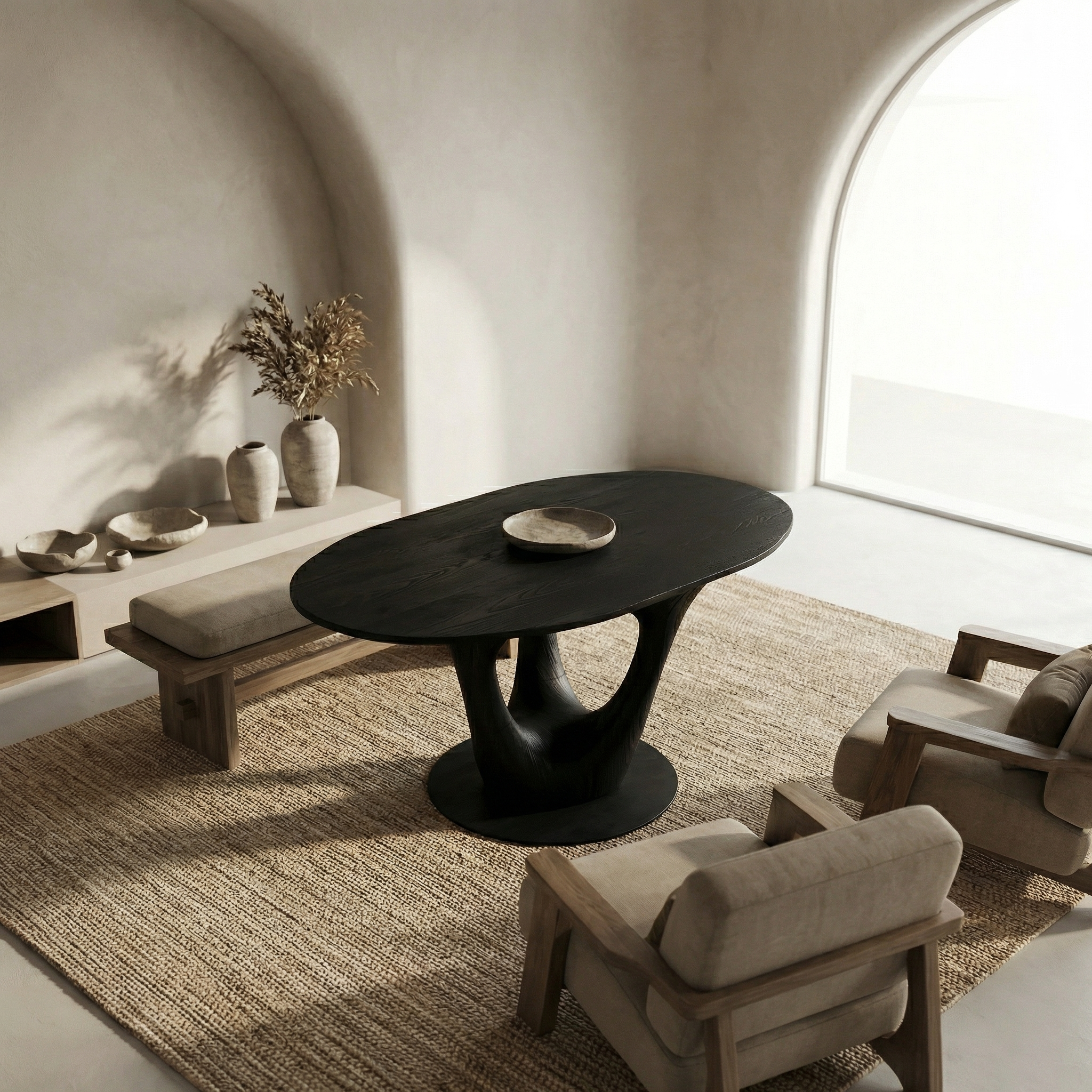 Sculptural Contemporary Entryway Foyer Table For Entryway Home Decor SINLSAFT001