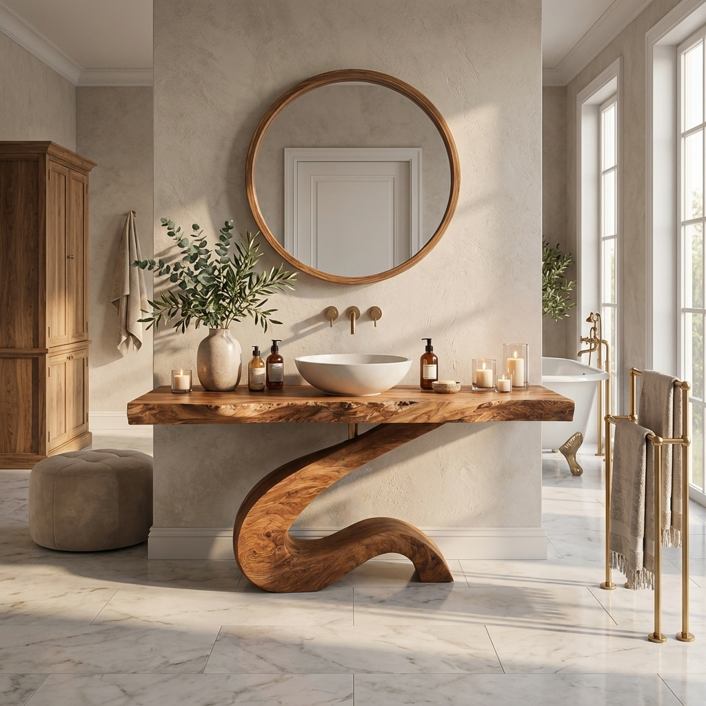 Luxury Bathroom Vanity With Organic S Curve Support For Bathroom RTTHTTBRV020