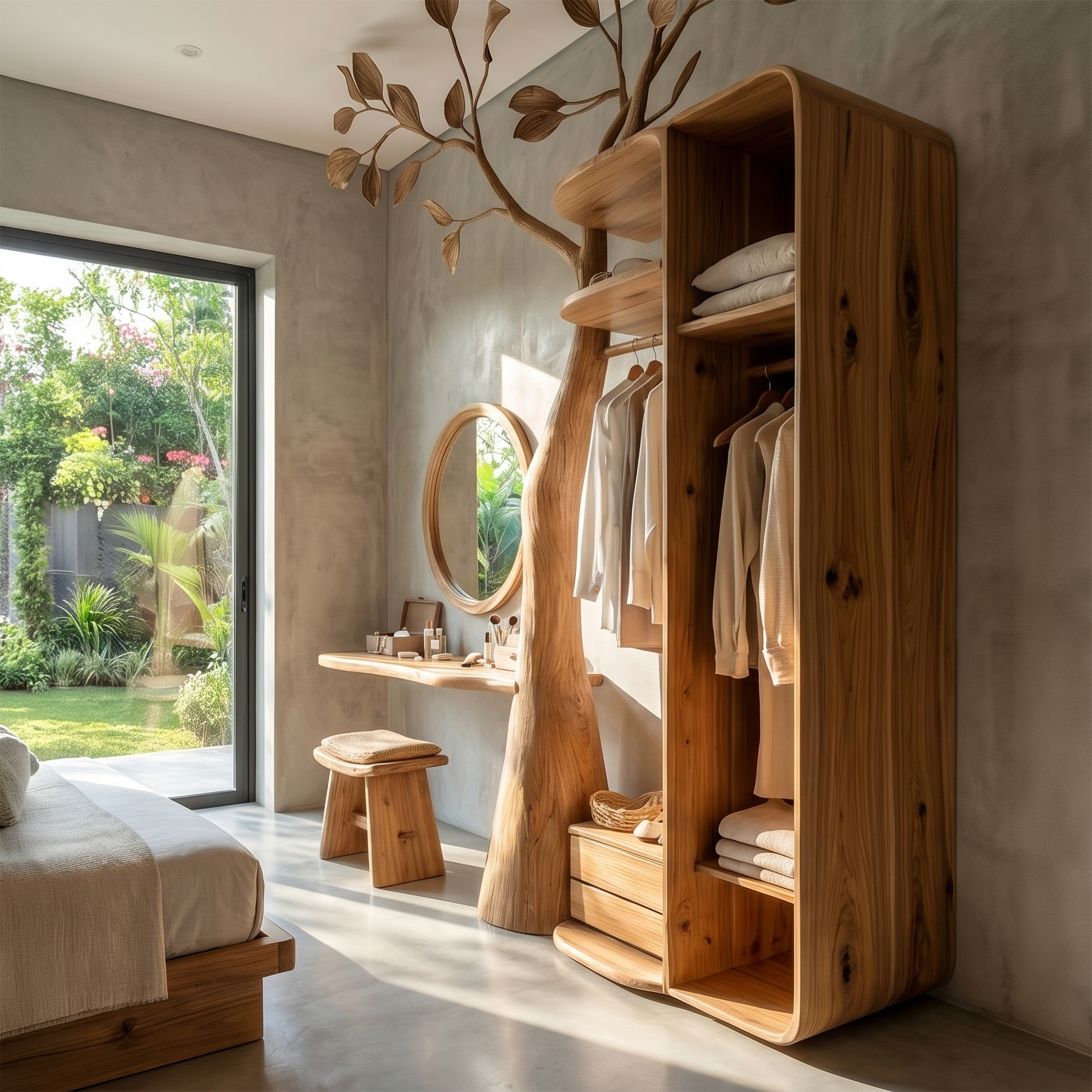 Rustic Tree Coat Rack Wall Mount Vanity Bedroom And Dressing Room SINLSATCR111