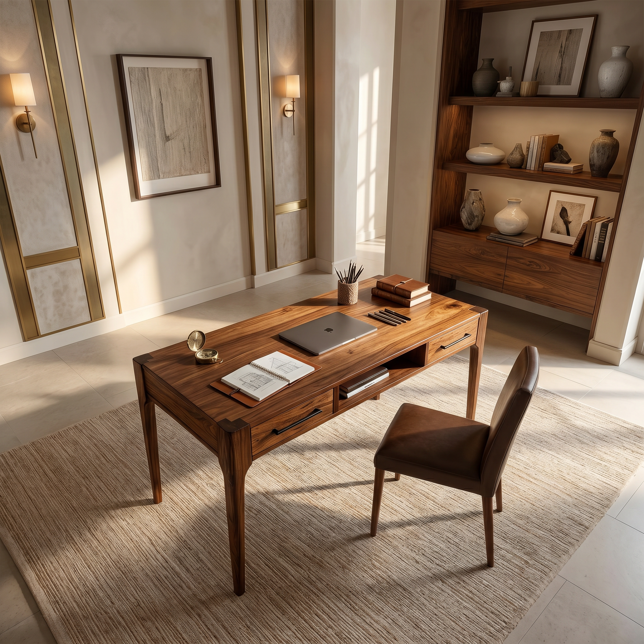 Contemporary Writing Desk With Slim Drawers For Study Room SILDTTRDE013